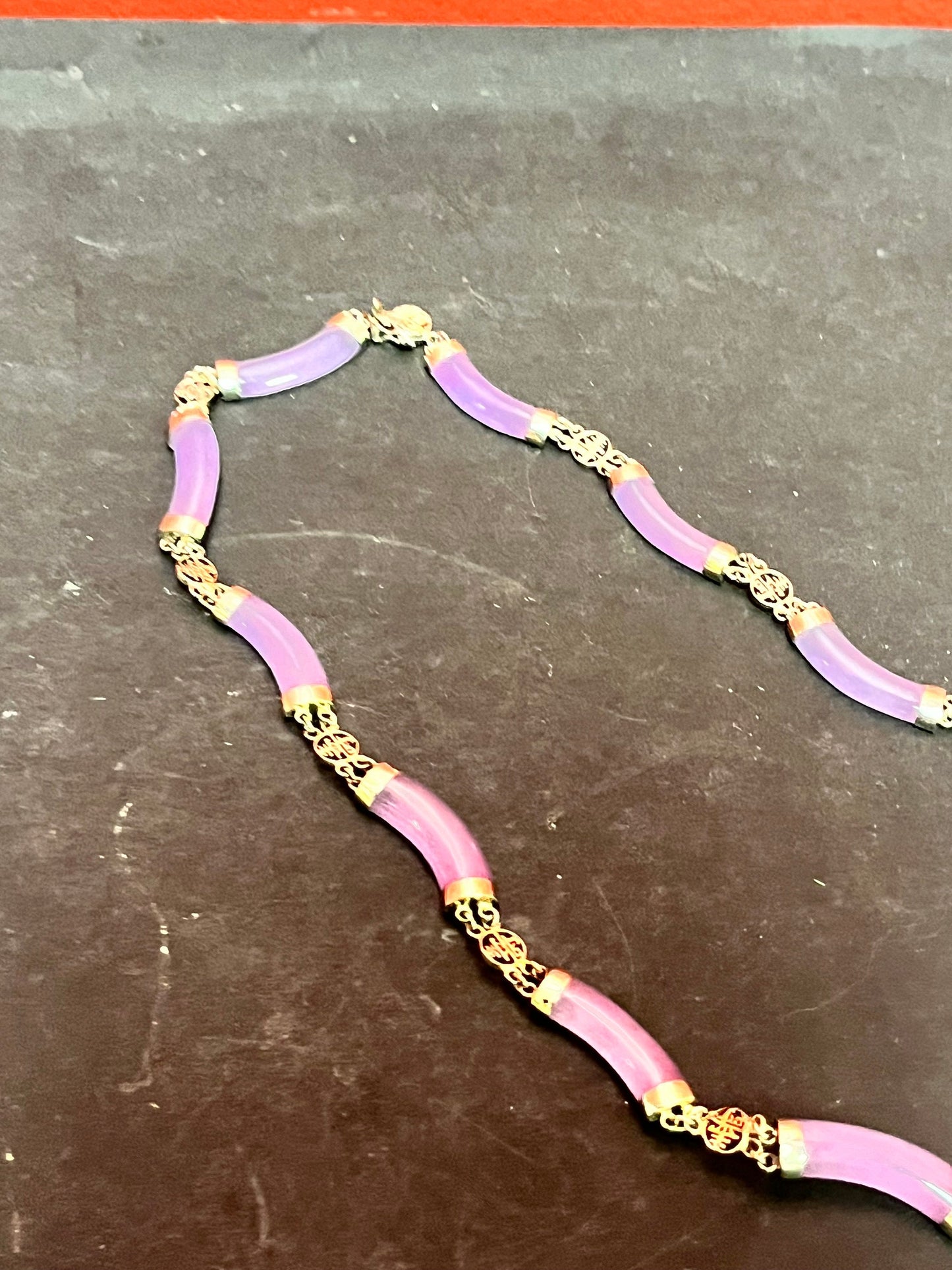 An  Approximately 18 inch  rare antique Chinese purple jade and silver necklace   stunning