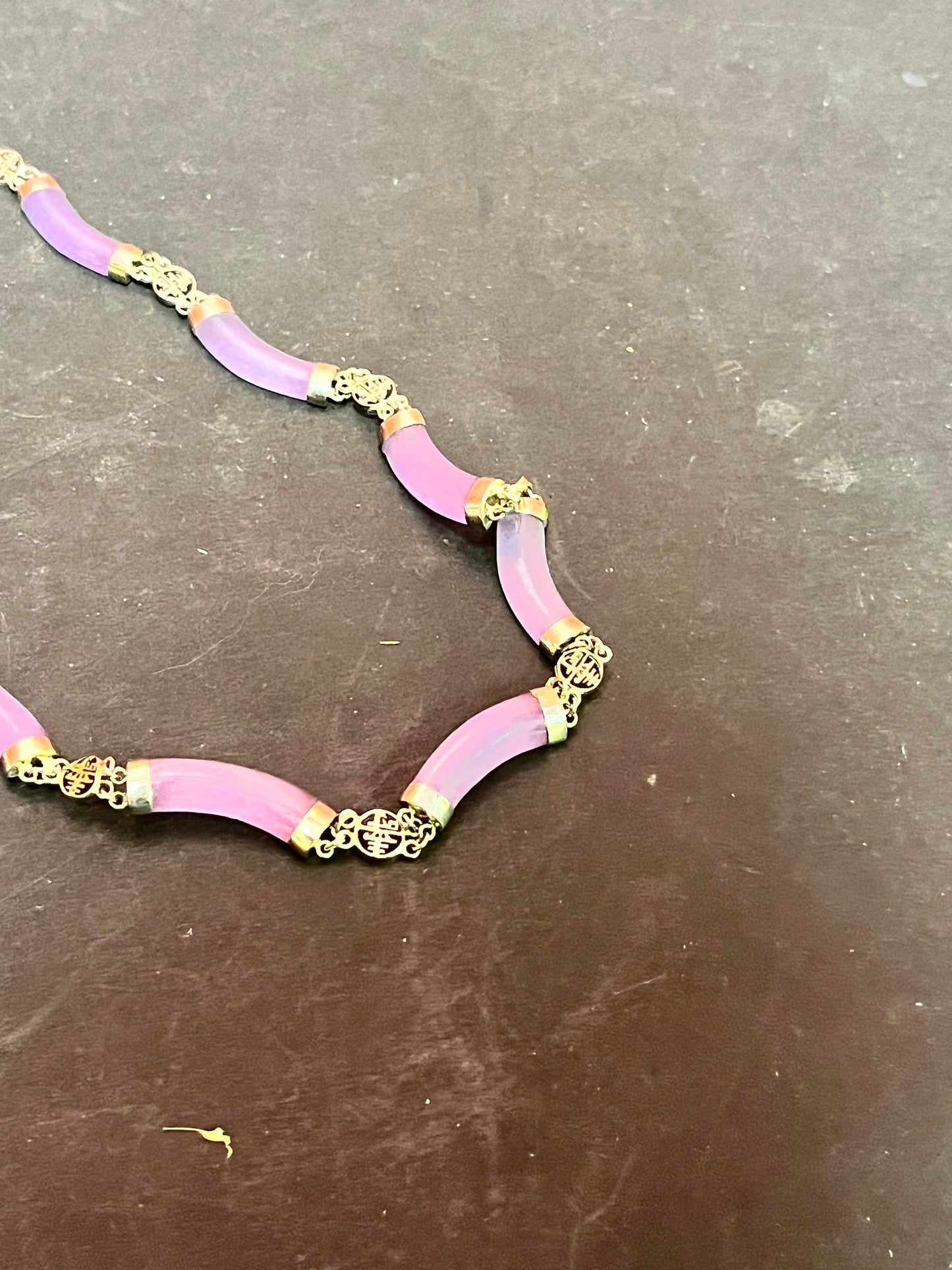 An  Approximately 18 inch  rare antique Chinese purple jade and silver necklace   stunning