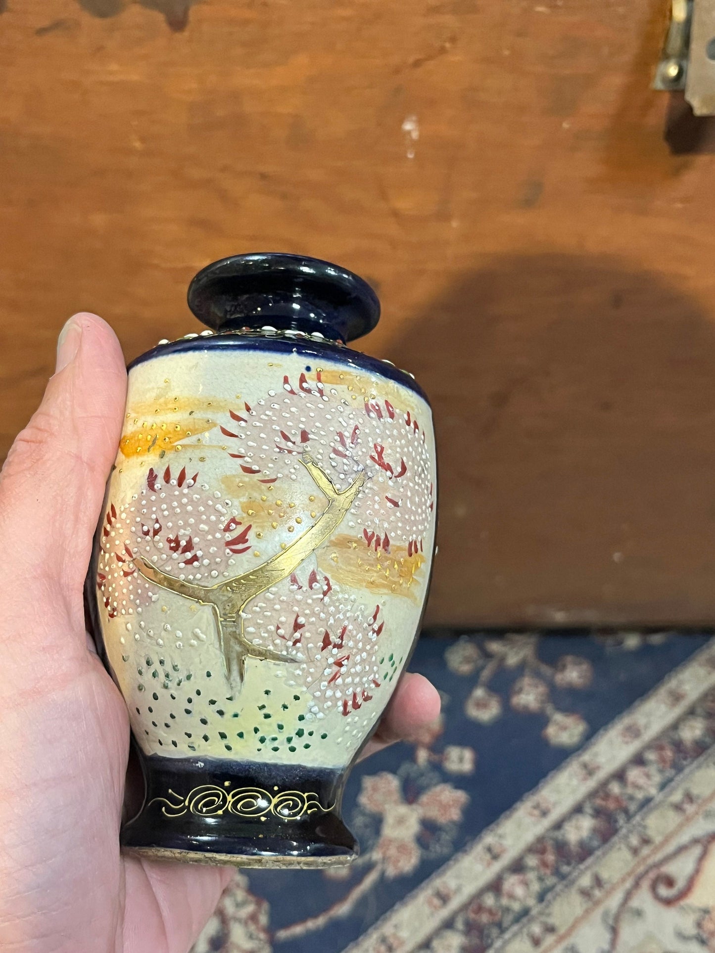 A  6 inch tall antique Japanese Satsuma vase - signed and mint condition