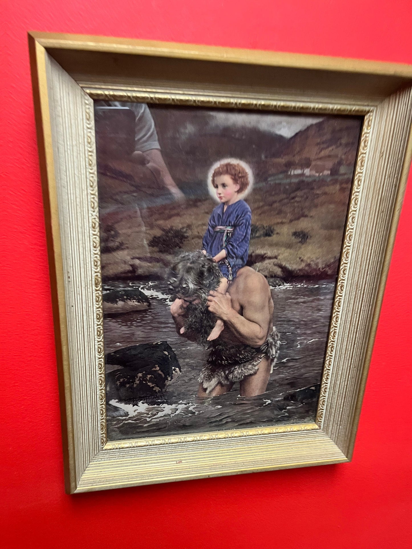 Lovely 17 x 13“ antique religious print in beautiful frame  great imagery  wow