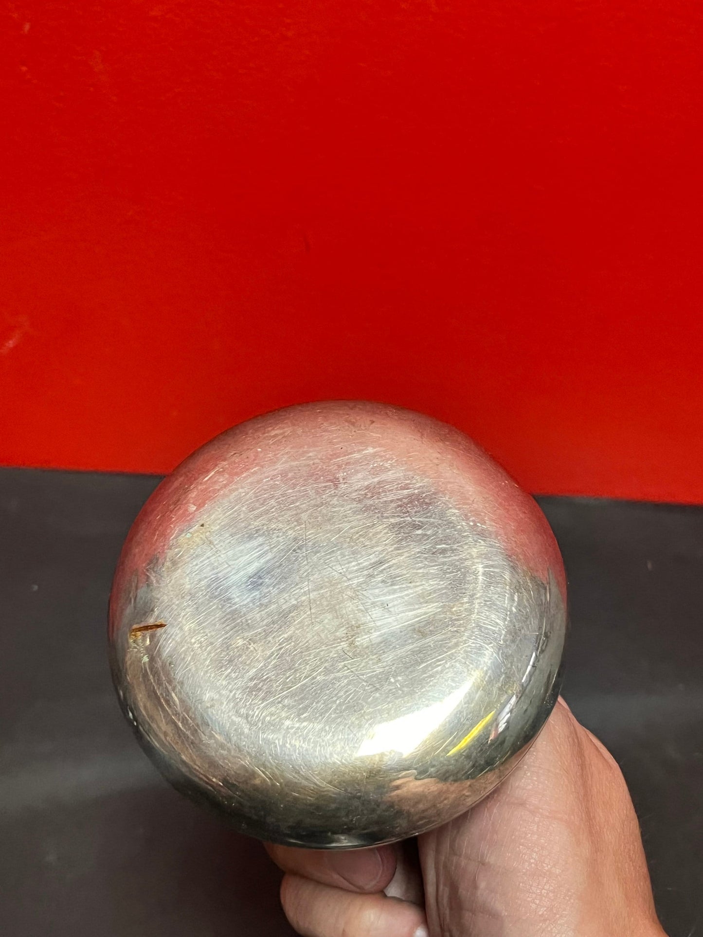 Heavy cool 4 inch tall  silver plated vase