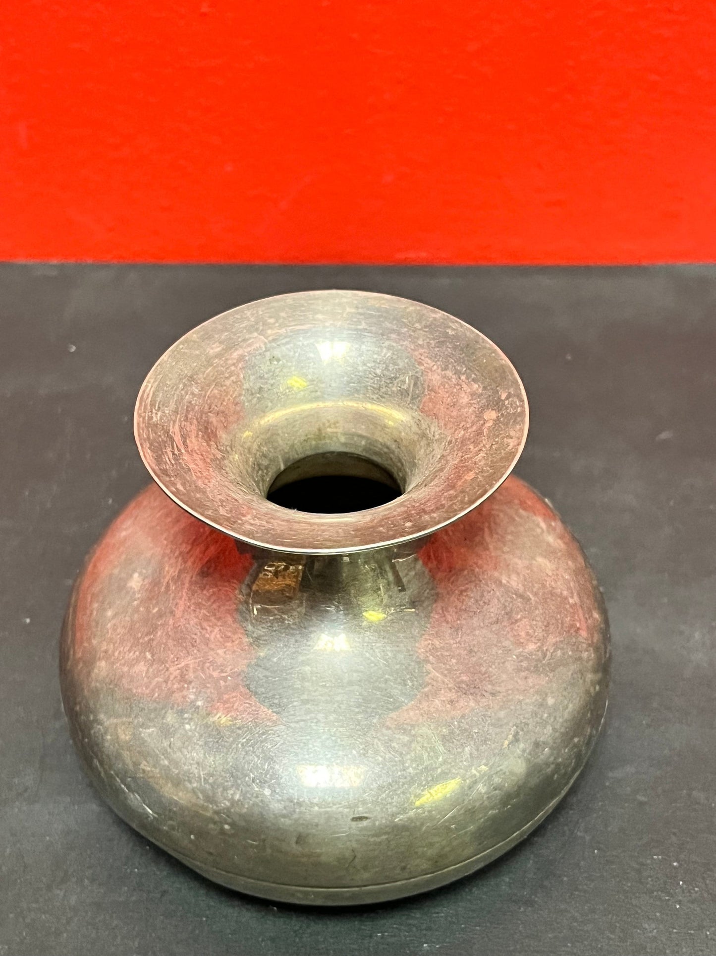 Heavy cool 4 inch tall  silver plated vase