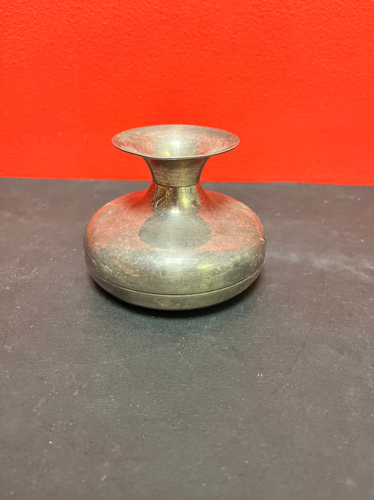 Heavy cool 4 inch tall  silver plated vase