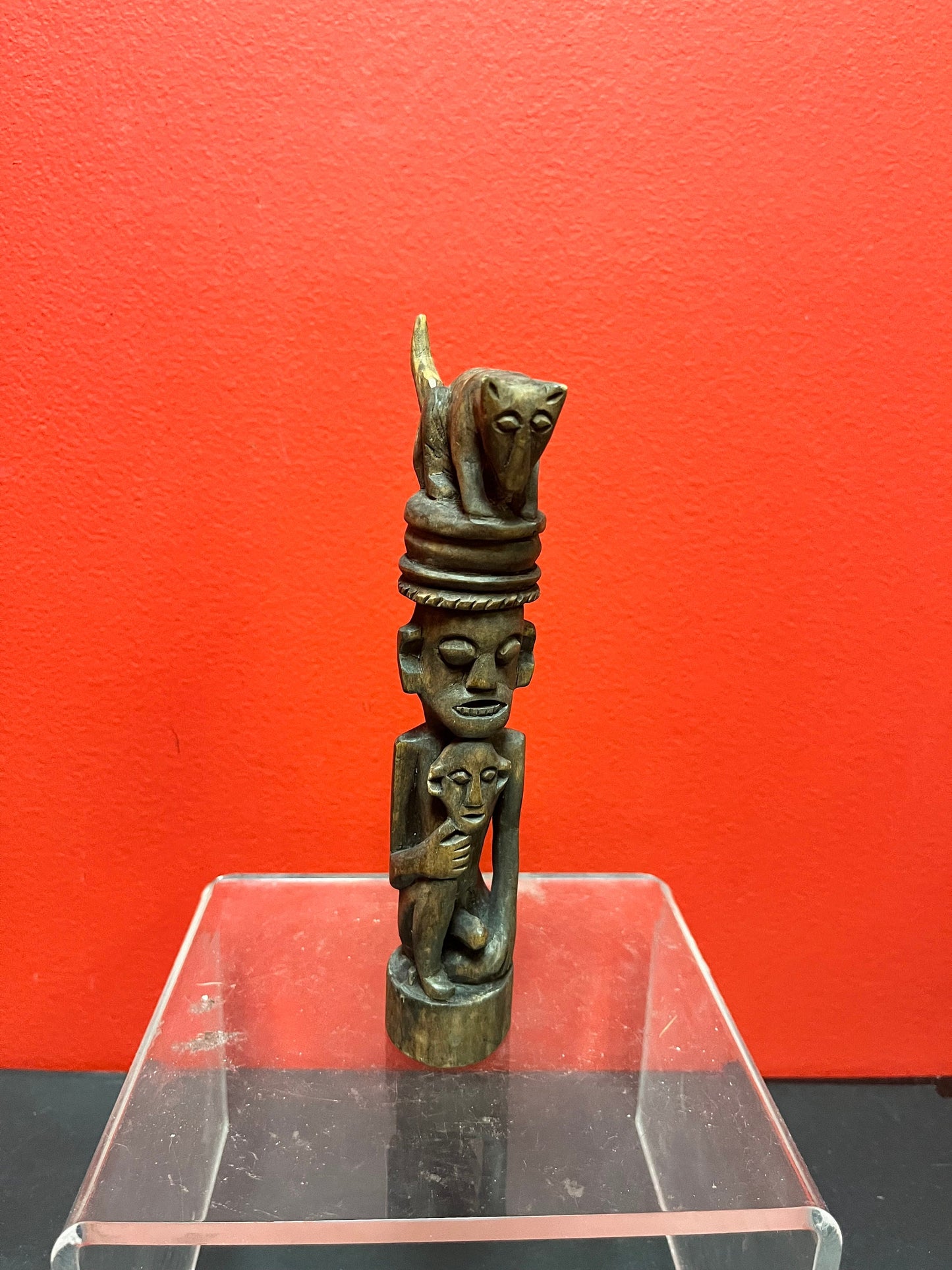 A  Seriously ancient 7 inch African statue with great imagery   good condition for age and amazing detail