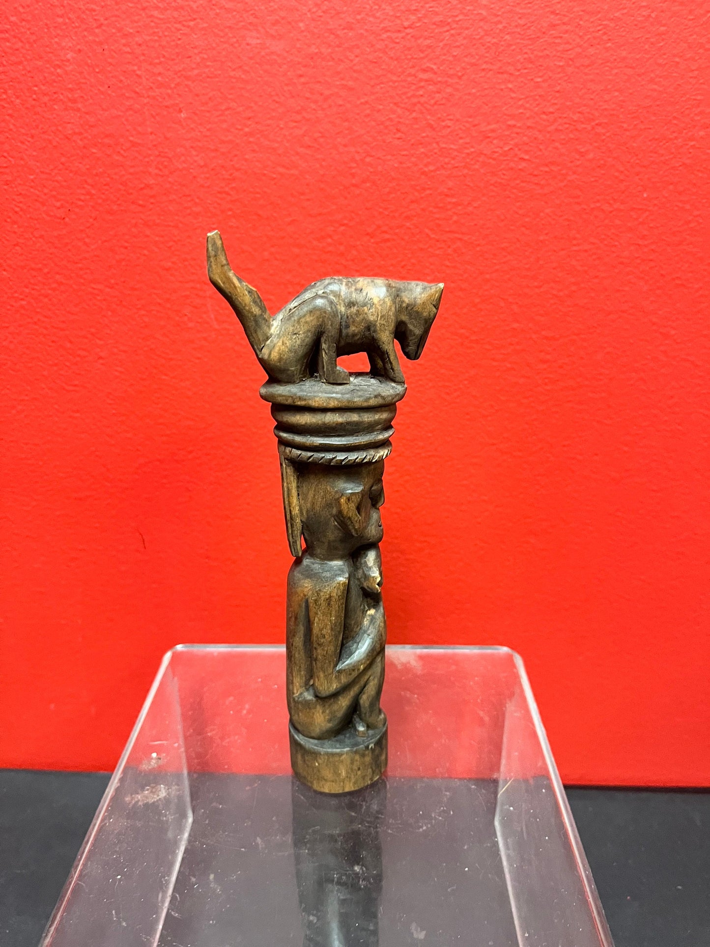 A  Seriously ancient 7 inch African statue with great imagery   good condition for age and amazing detail