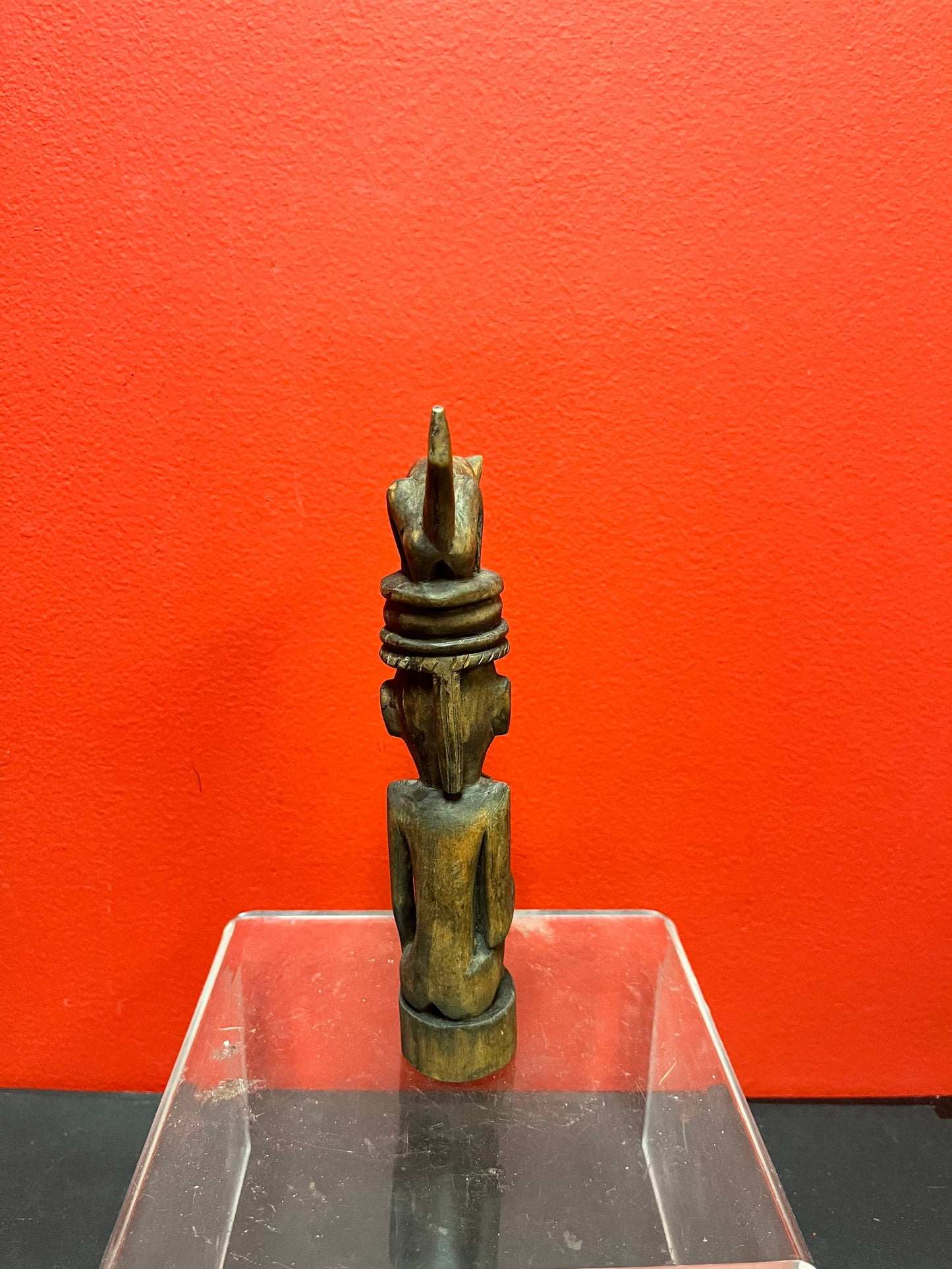A  Seriously ancient 7 inch African statue with great imagery   good condition for age and amazing detail