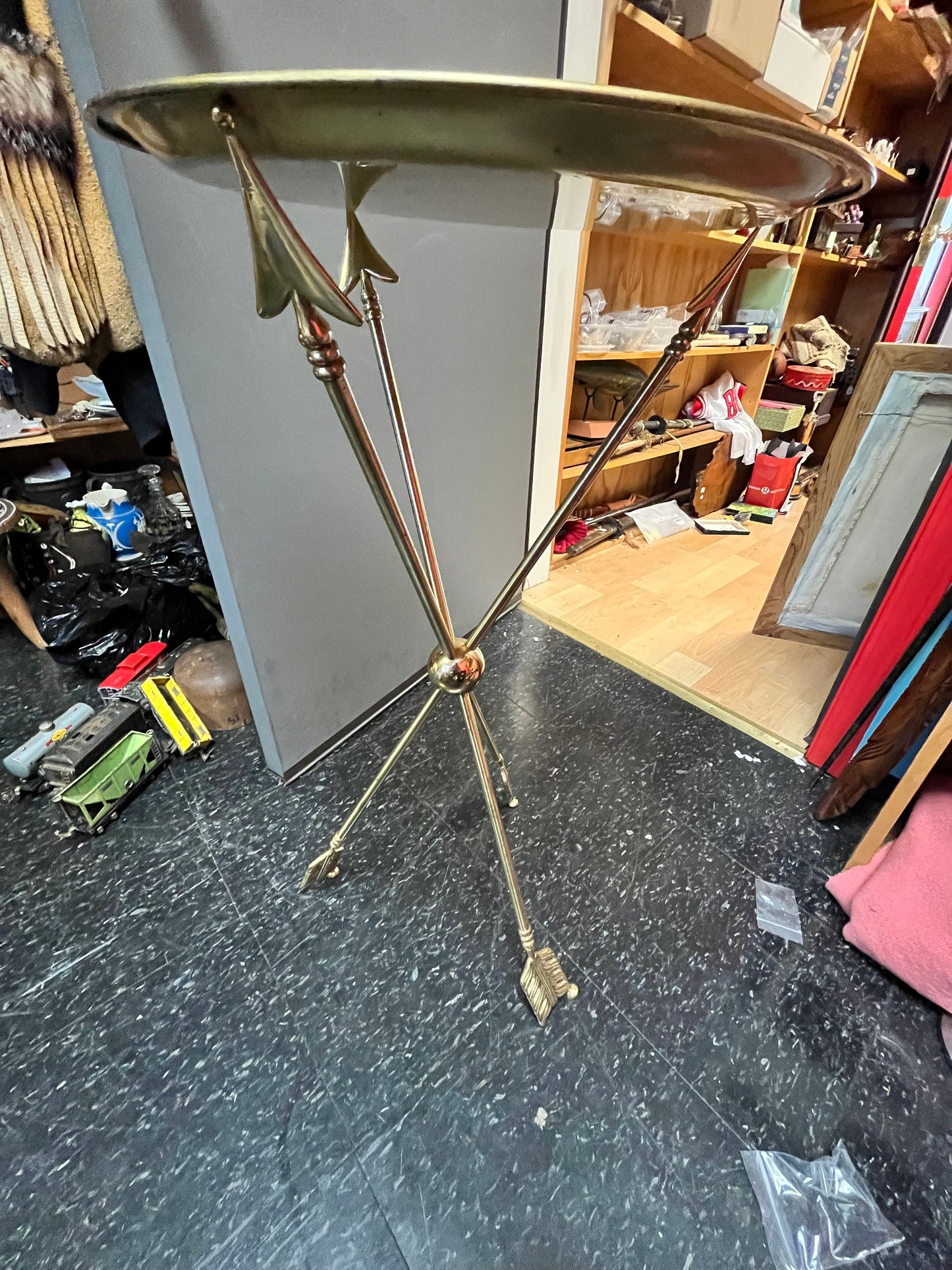 Amazing rare 30 x 16 wide  Maison Jansen arrow table  some marks on top  super cool  mcm magical table