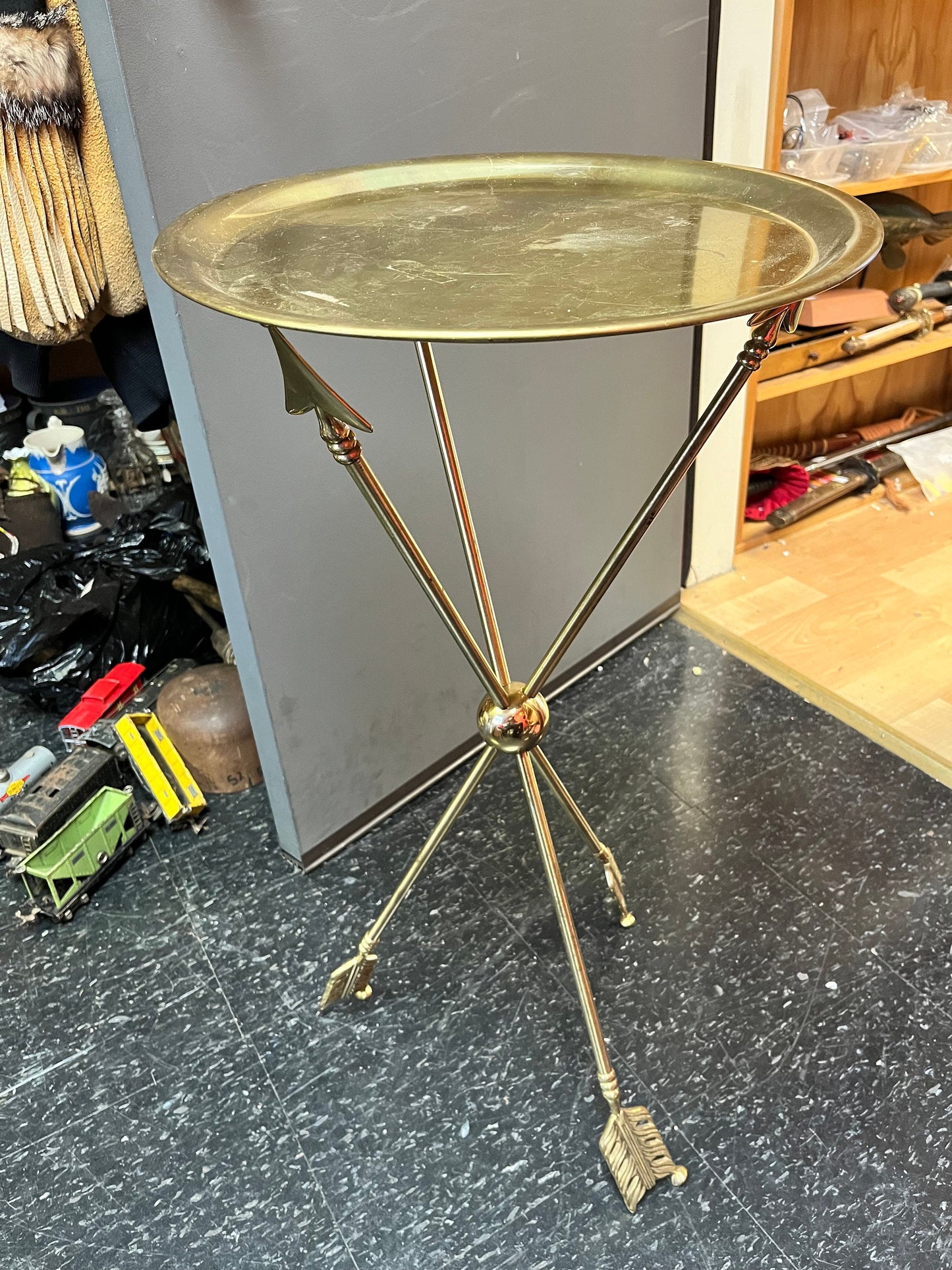 Amazing rare 30 x 16 wide  Maison Jansen arrow table  some marks on top  super cool  mcm magical table