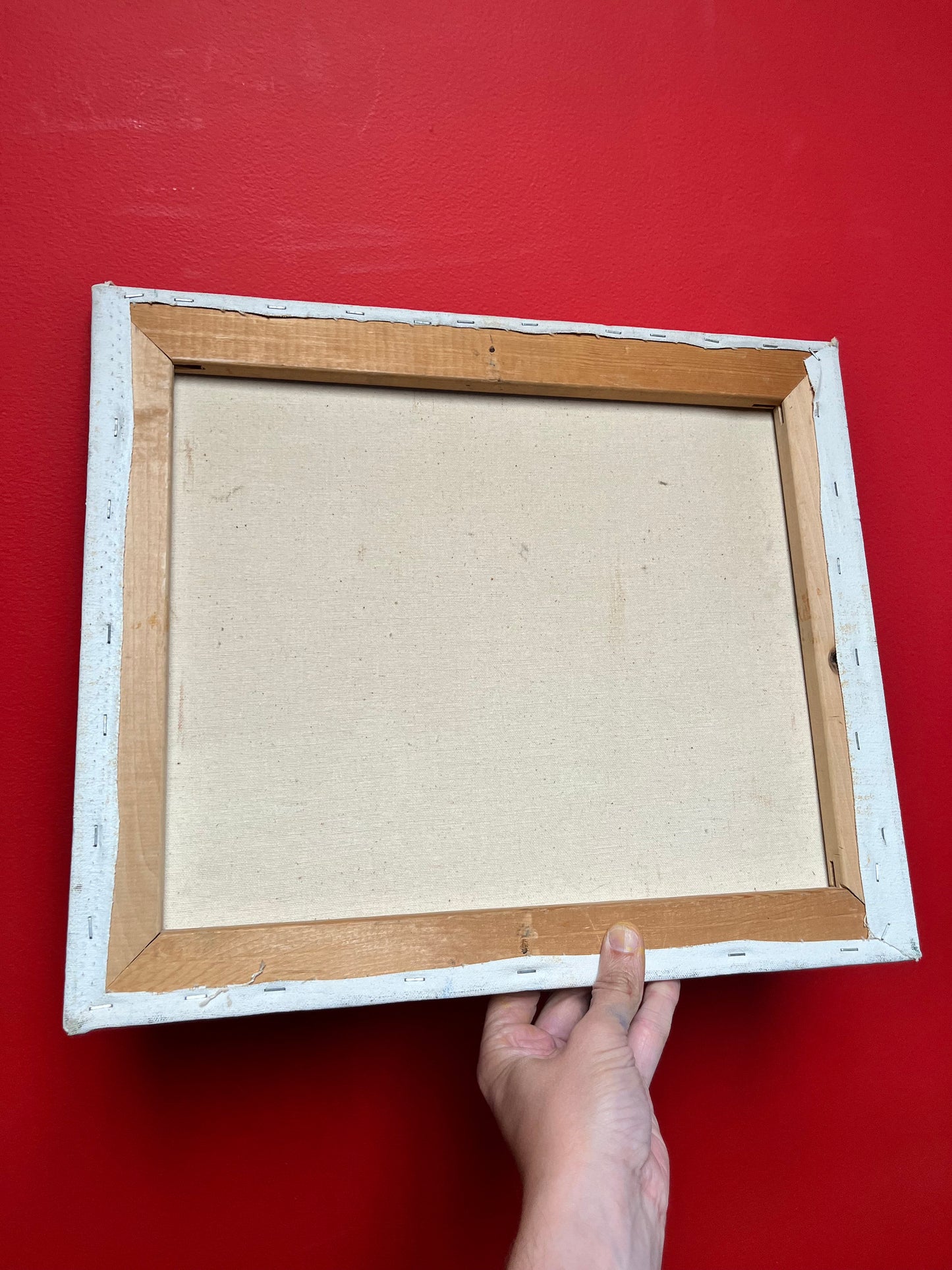 Beautiful 18 x 15 antique still like painting on canvas  Couple light scratches  Good