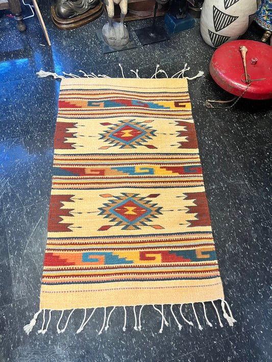 Stunning 43 x 23 authentic Navajo carpet or rug  unique and wonderful colours and top quality in perfect condition