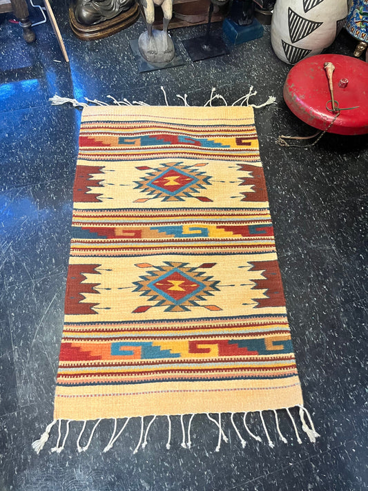 Stunning 43 x 23 authentic Navajo carpet or rug  unique and wonderful colours and top quality in perfect condition