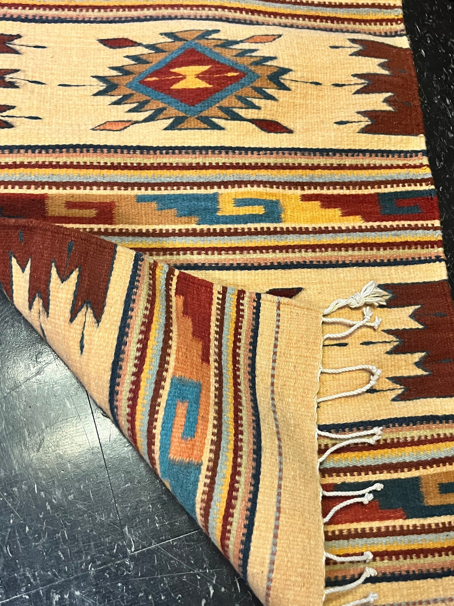Stunning 43 x 23 authentic Navajo carpet or rug  unique and wonderful colours and top quality in perfect condition