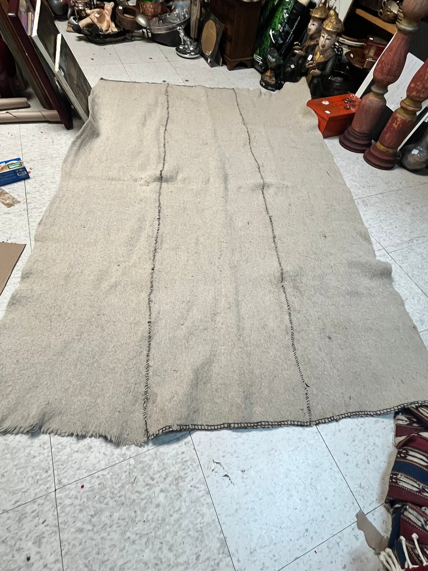 Museum quality 19 century 6 x 4 feet authentic Himalayan mountain Sherpa blanket  couple holes but good condition considering age  wow