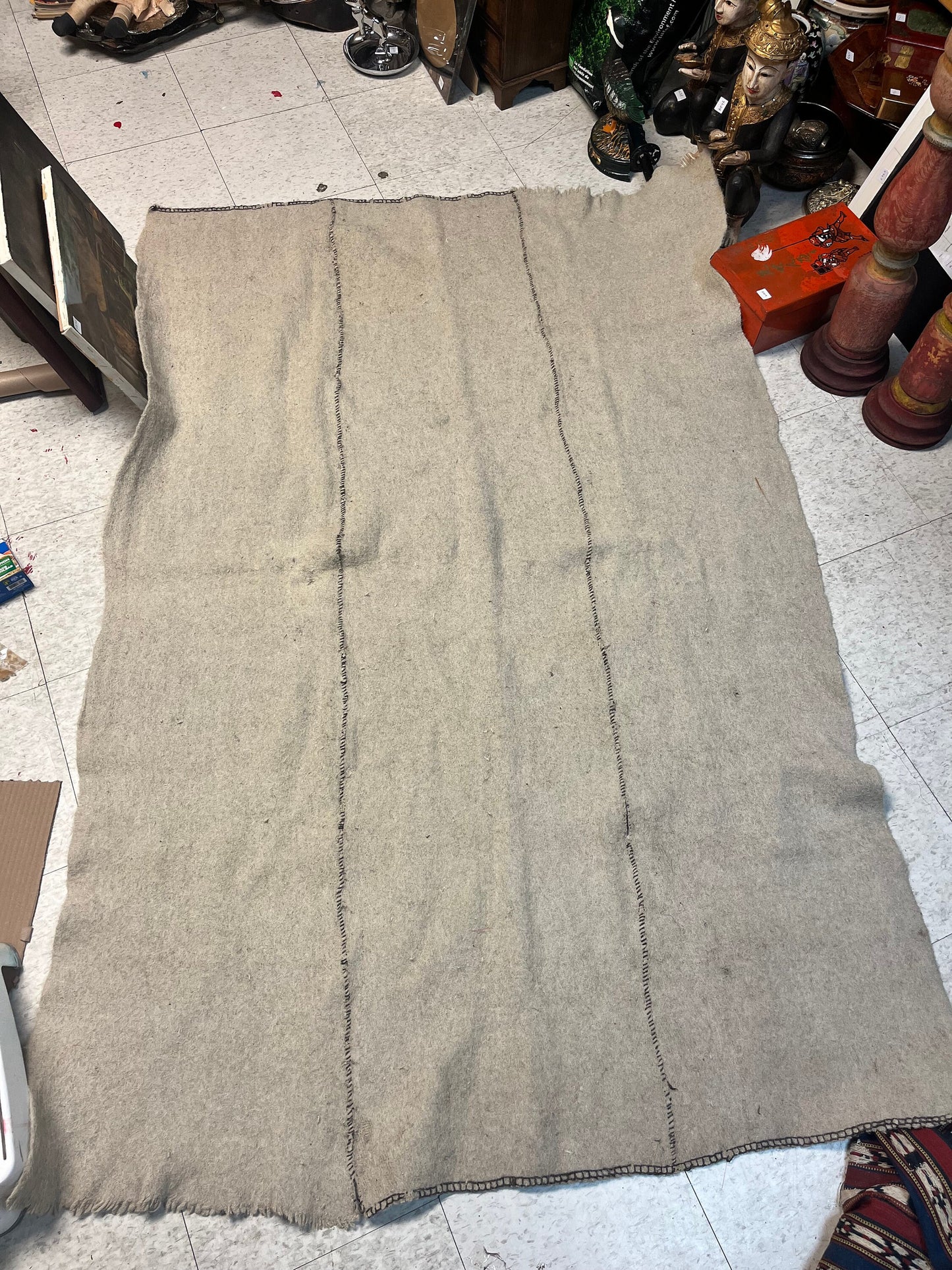 Museum quality 19 century 6 x 4 feet authentic Himalayan mountain Sherpa blanket  couple holes but good condition considering age  wow