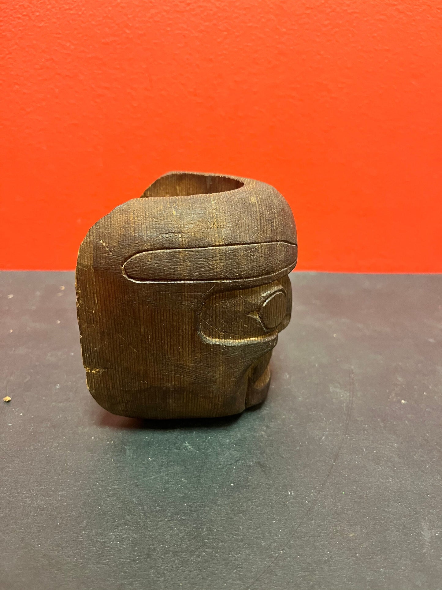 Beautiful indigenous first nations Pacific northwest Coast 5 inch tall cedar mask   unsigned with great detail  good value