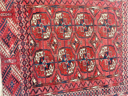 Lovely antique 48 x 37 Persian rug   great quality and would look good in kitchen  fabulous colours