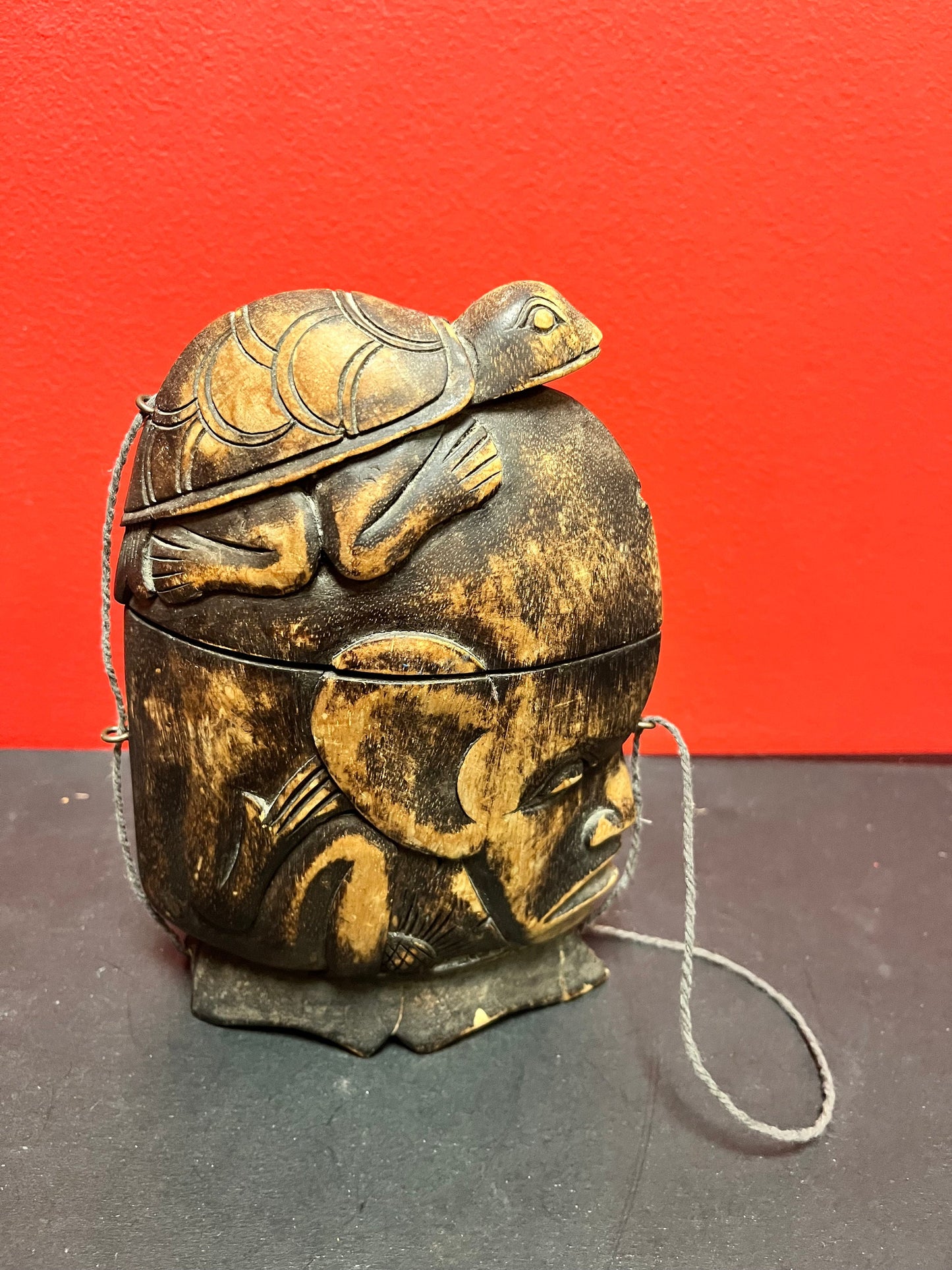 Older cool 8 inch tall oceanic wood box great detail and probably for medicine  wow