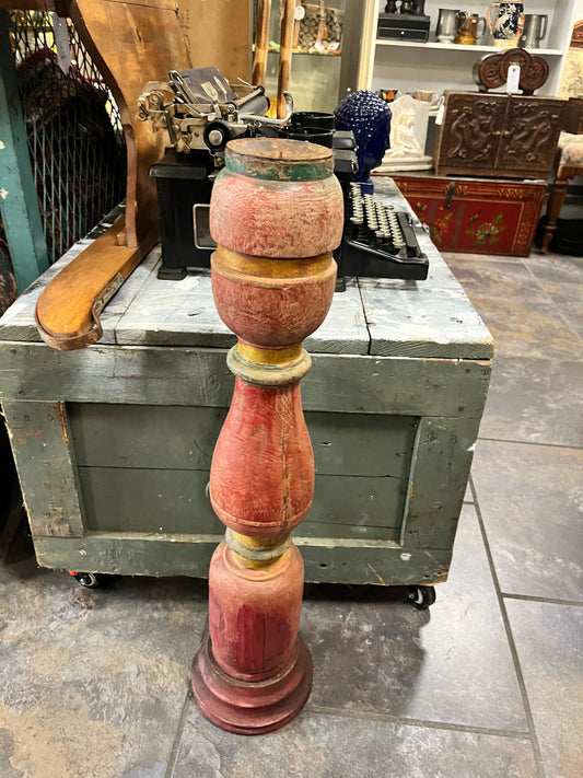 An  Absolutely stunning 28 inch tall, antique European architectural wood candlestick  amazing