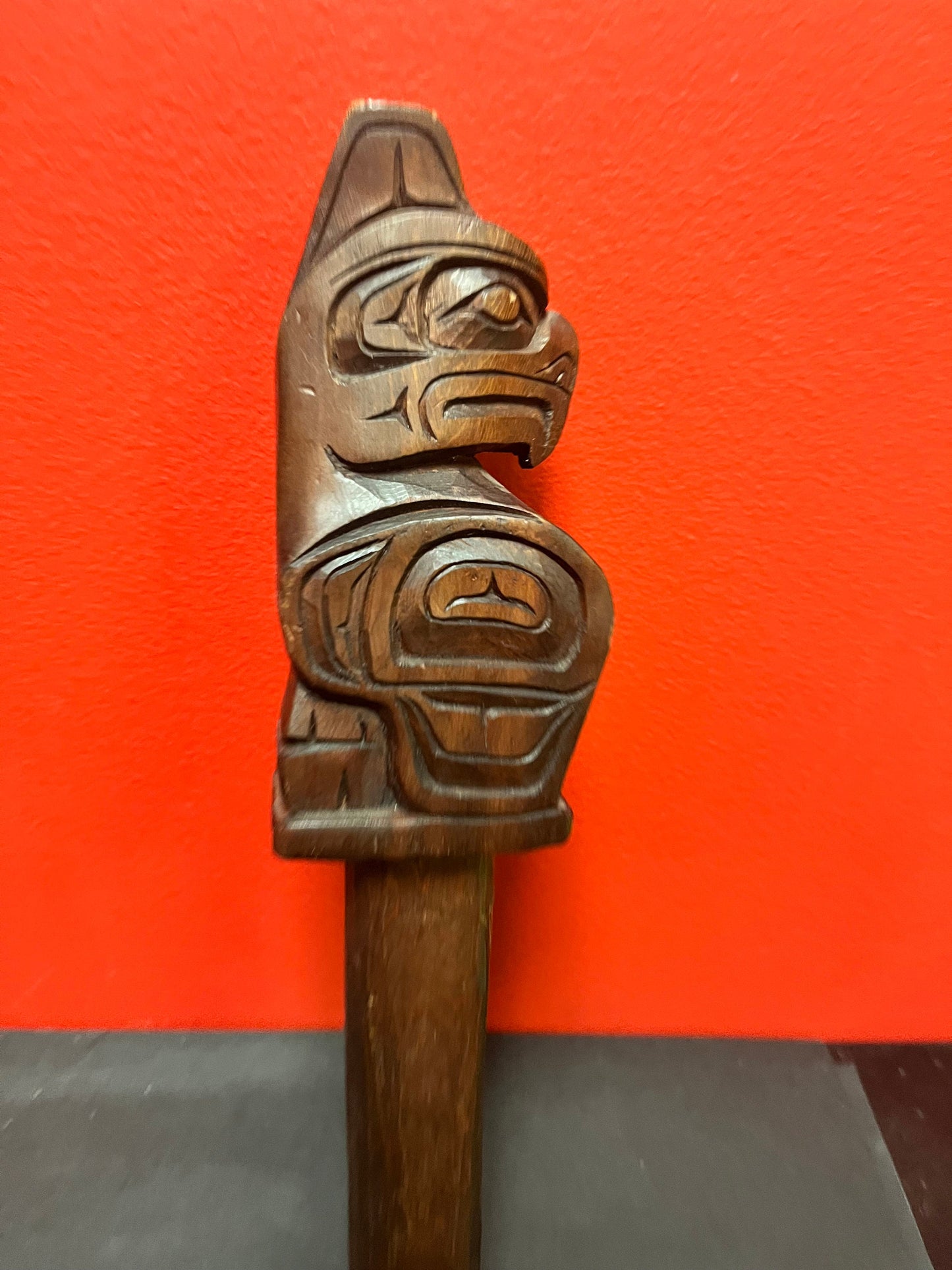A  Fantastic 12 inch eagle talking stick   indigenous first nations, Pacific Northwest Coast beauty - signed  chip on ear