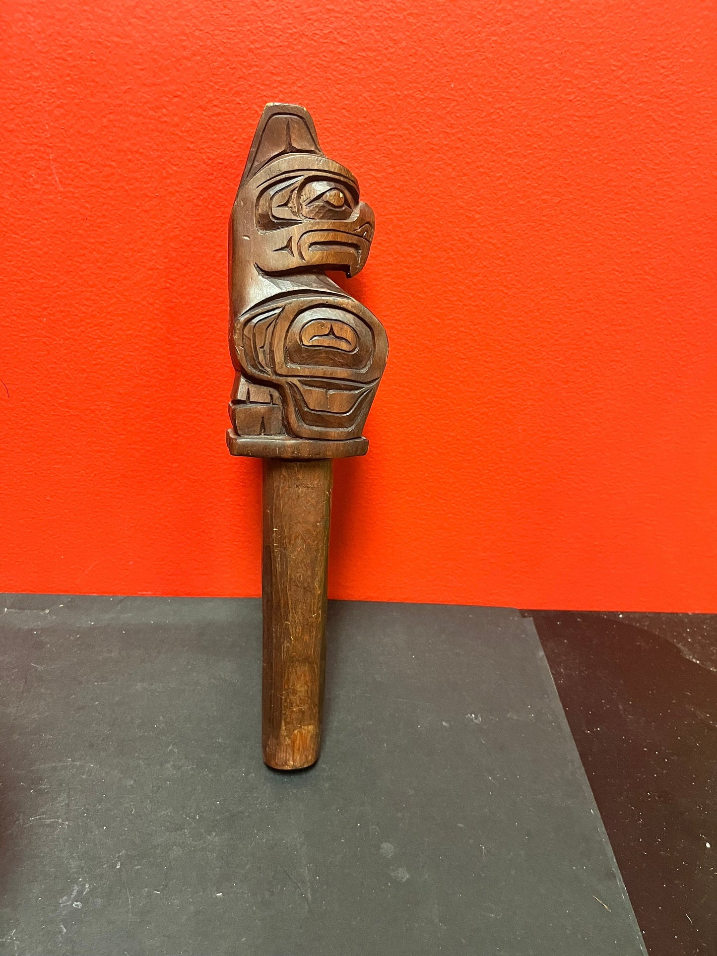 A  Fantastic 12 inch eagle talking stick   indigenous first nations, Pacific Northwest Coast beauty - signed  chip on ear
