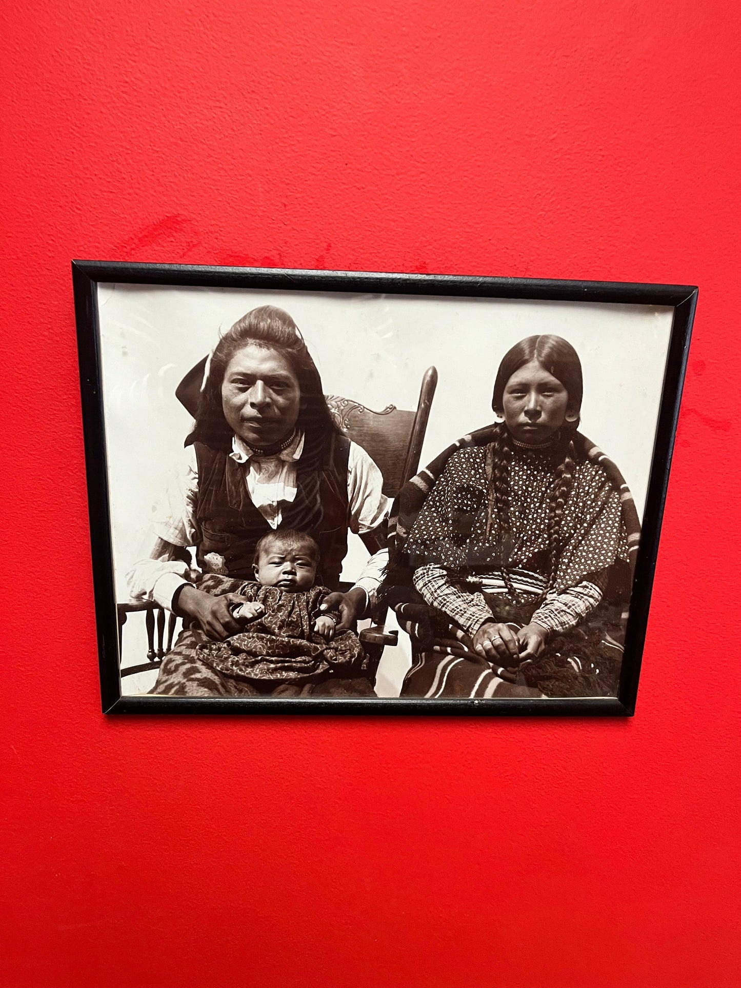A  15 x 12 antique indigenous first nations black-and-white photograph in frame
