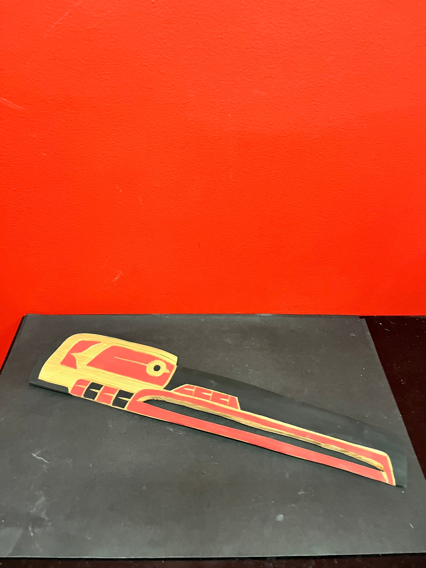 Beautiful 20 x 5 indigenous first nations specific northwest Eagle plaque by Brad Joseph Junior  signed and great detail  needs a hanger