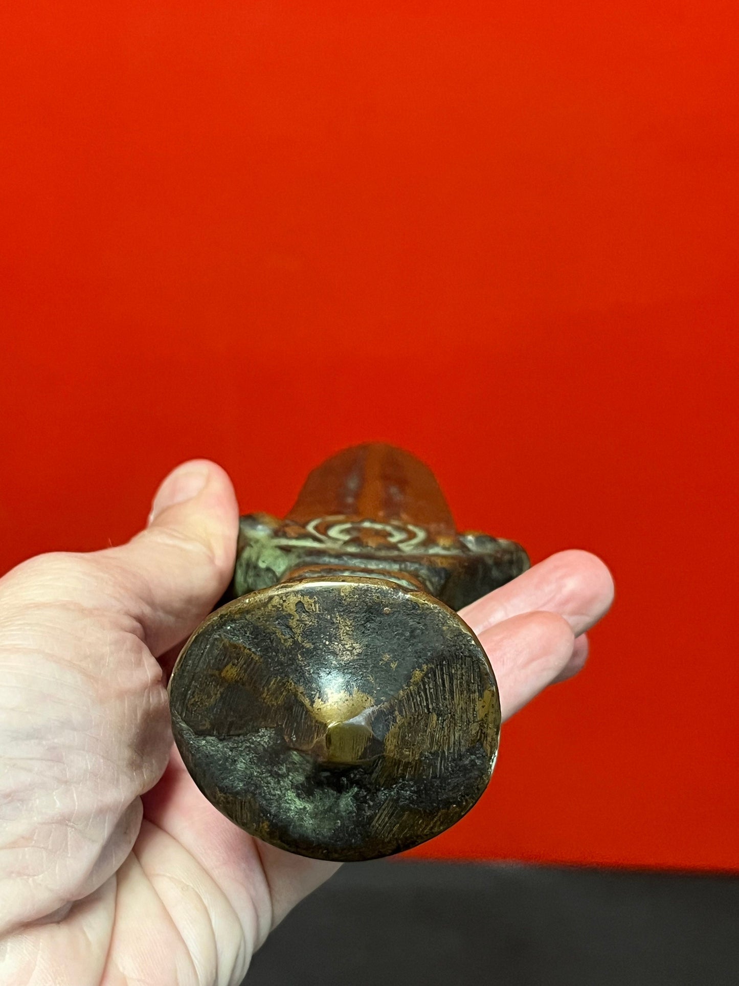 Stunning 11 inch antique heavy bronze dagger knife with great  patina country of origin unknown  really wonderful rare piece  wow