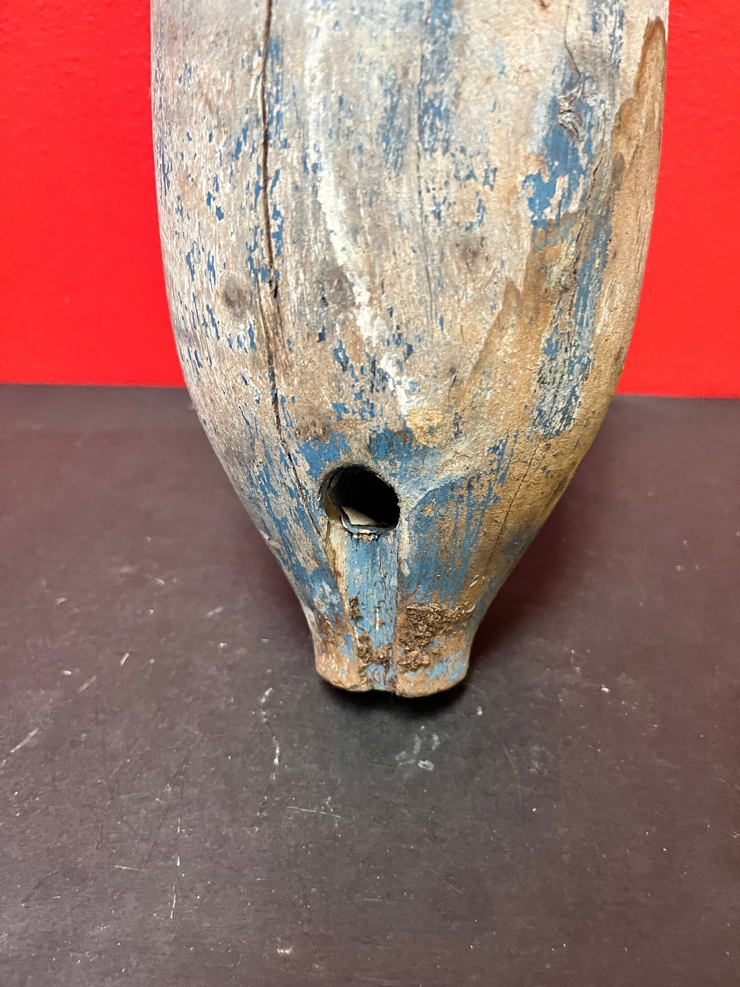 A  Wonderful 17 inch long antique fishing buoy  old as the hills  great patina  best home decor