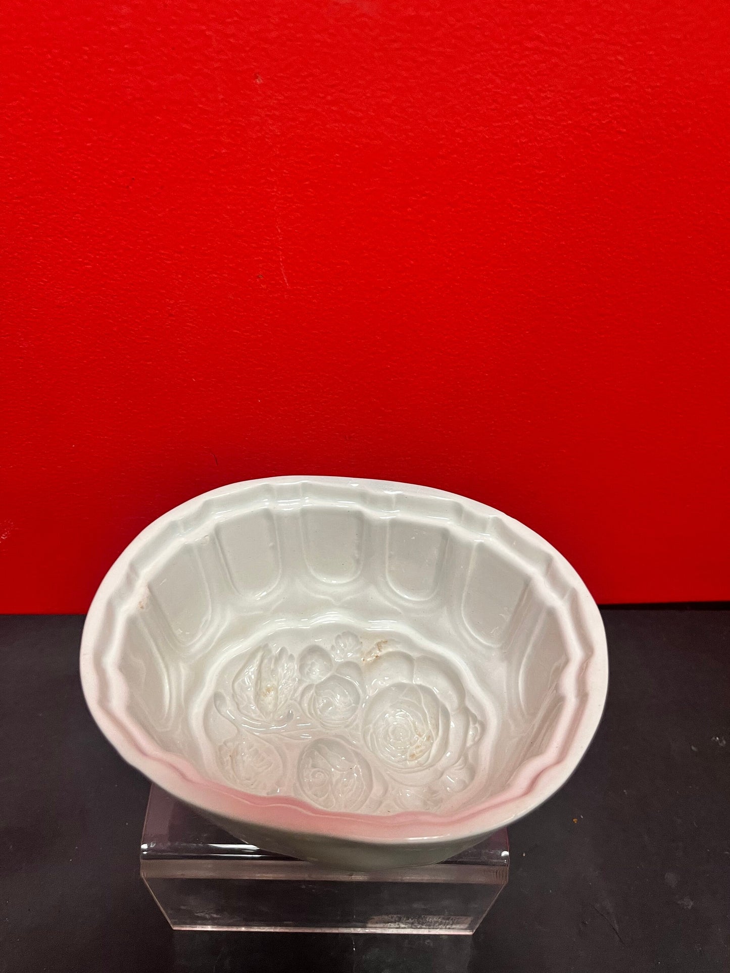 Lovely antique English 7 x 5 by 4 inch high rose jelly mould in perfect condition  great of culinary history  wonderful gift