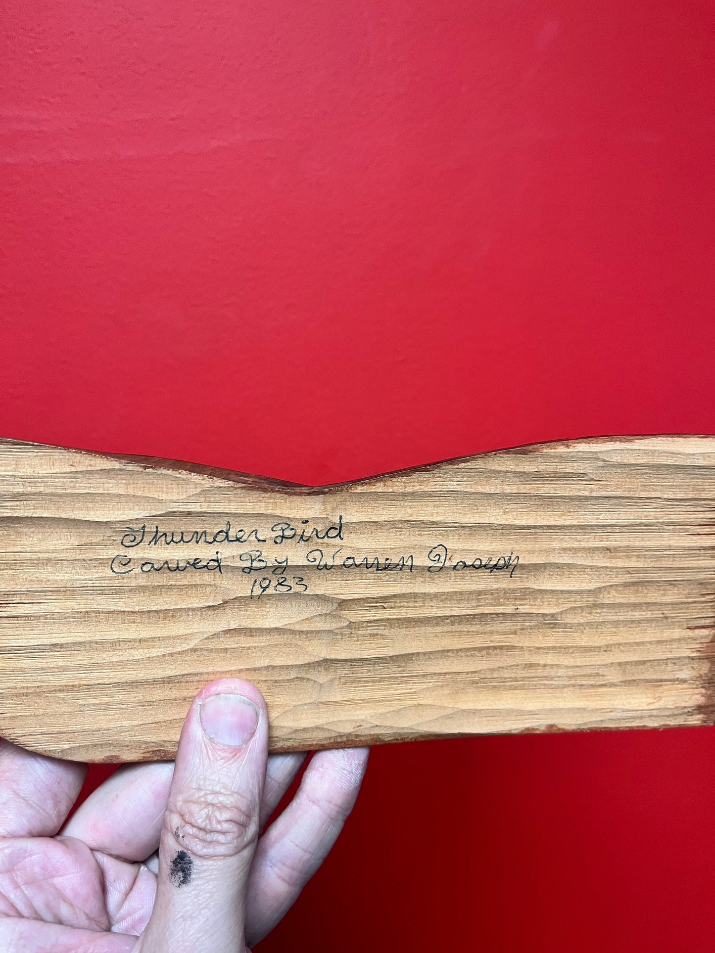 Lovely 14 x 4“ signed Thunderbird by Warren Joseph   indigenous first nations Pacific northwest coast - wonderful detail and condition