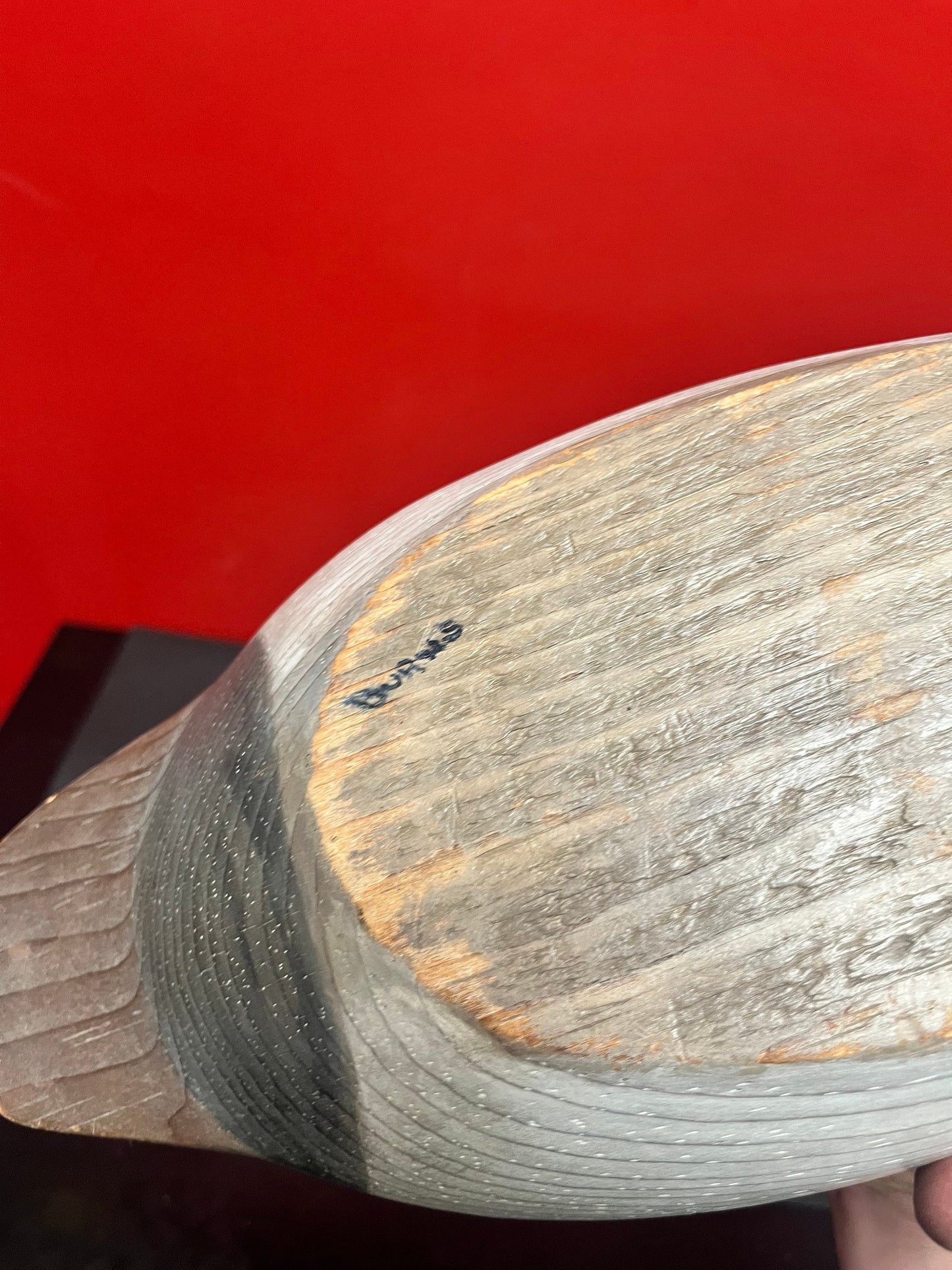 Lovely signed Canadian 16 x 8 high antique wooden duck  good condition and lovely patina  fabulous gift