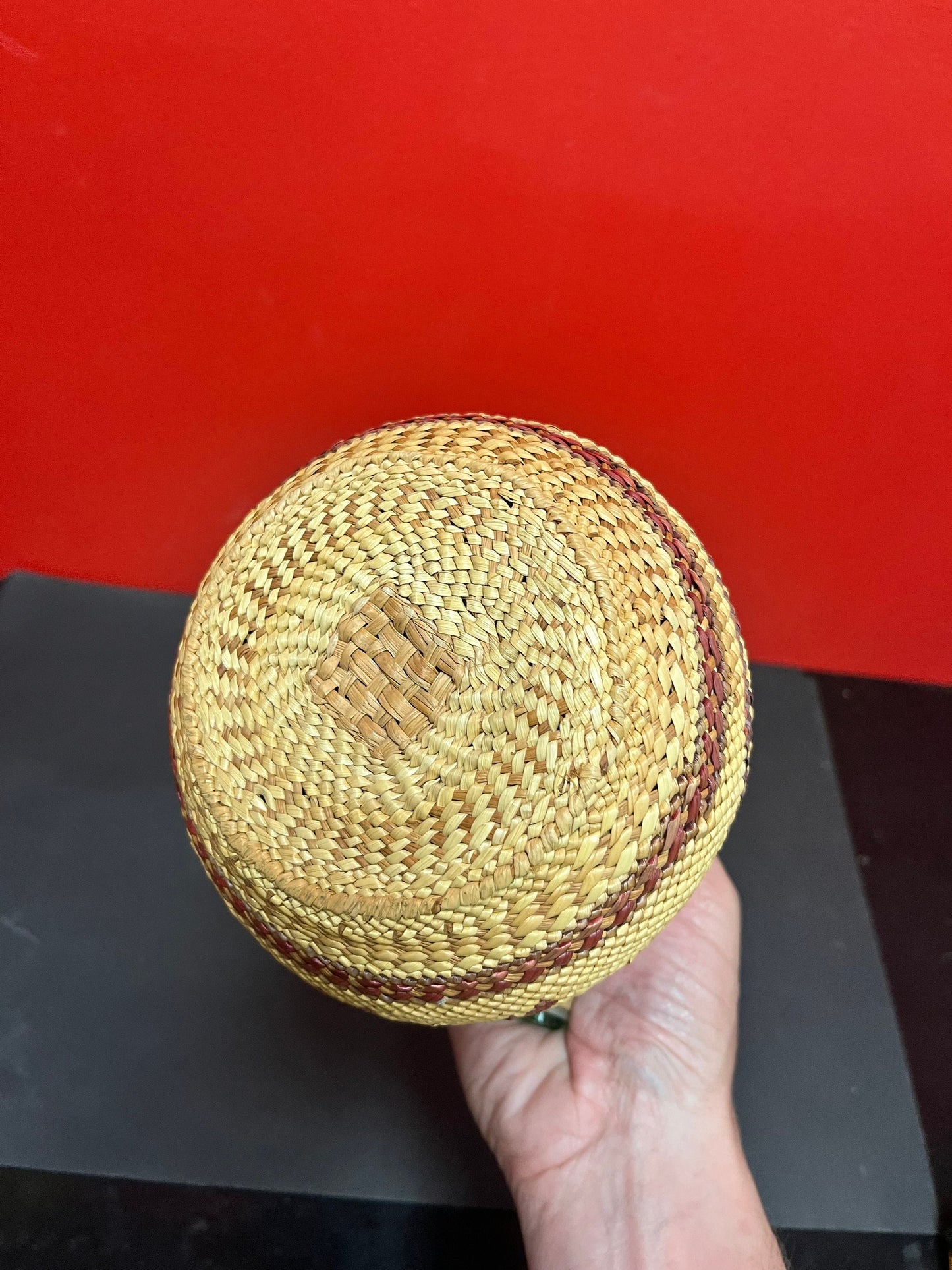 A  Fabulous indigenous first nations coast Salish weaved basket bottle fabulous imagery and  great condition wow