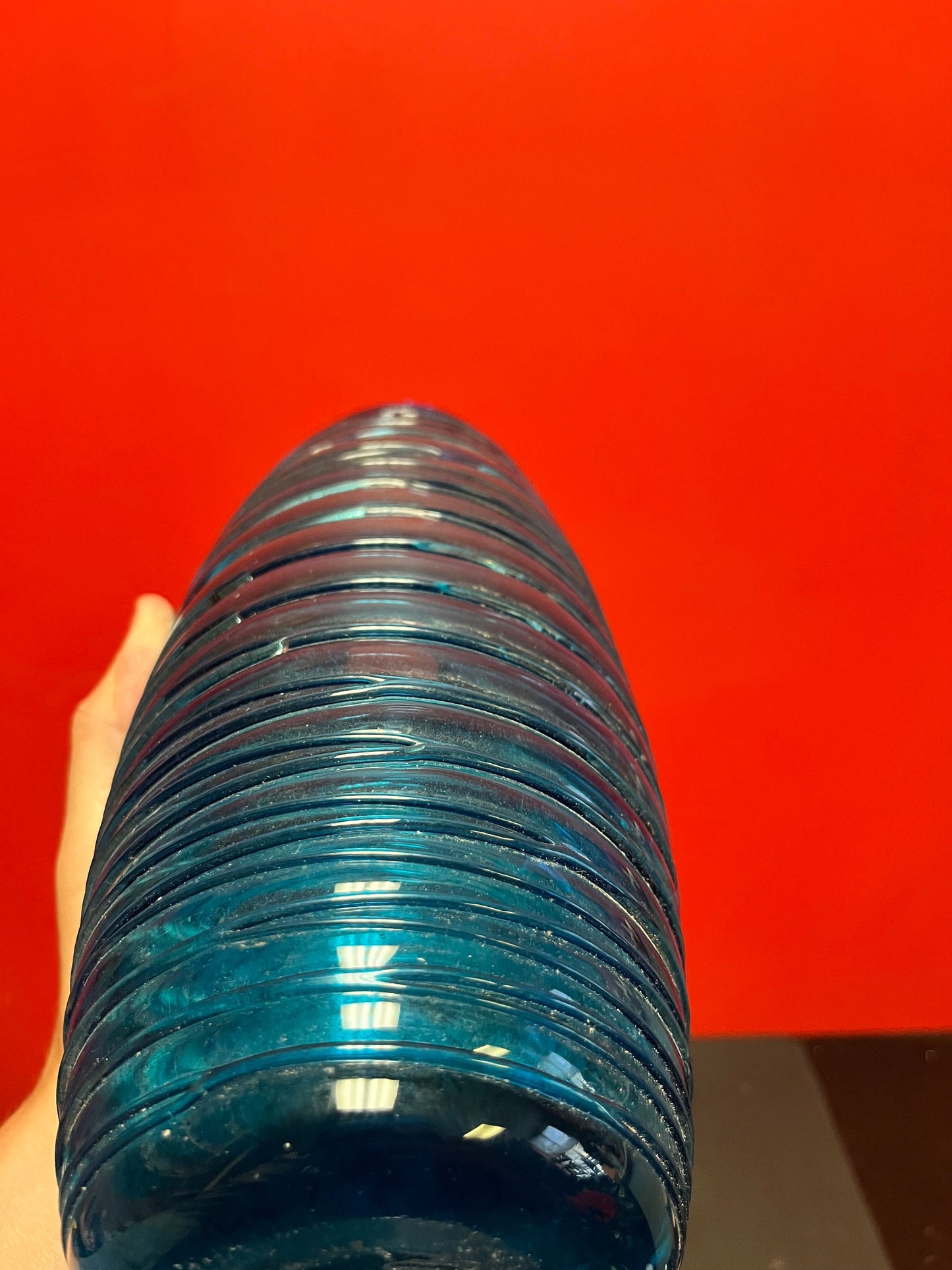 Stunning 13 inch tall rare Murano threaded glass vase  FULVIO BIANCONI  venini  mint condition  wow