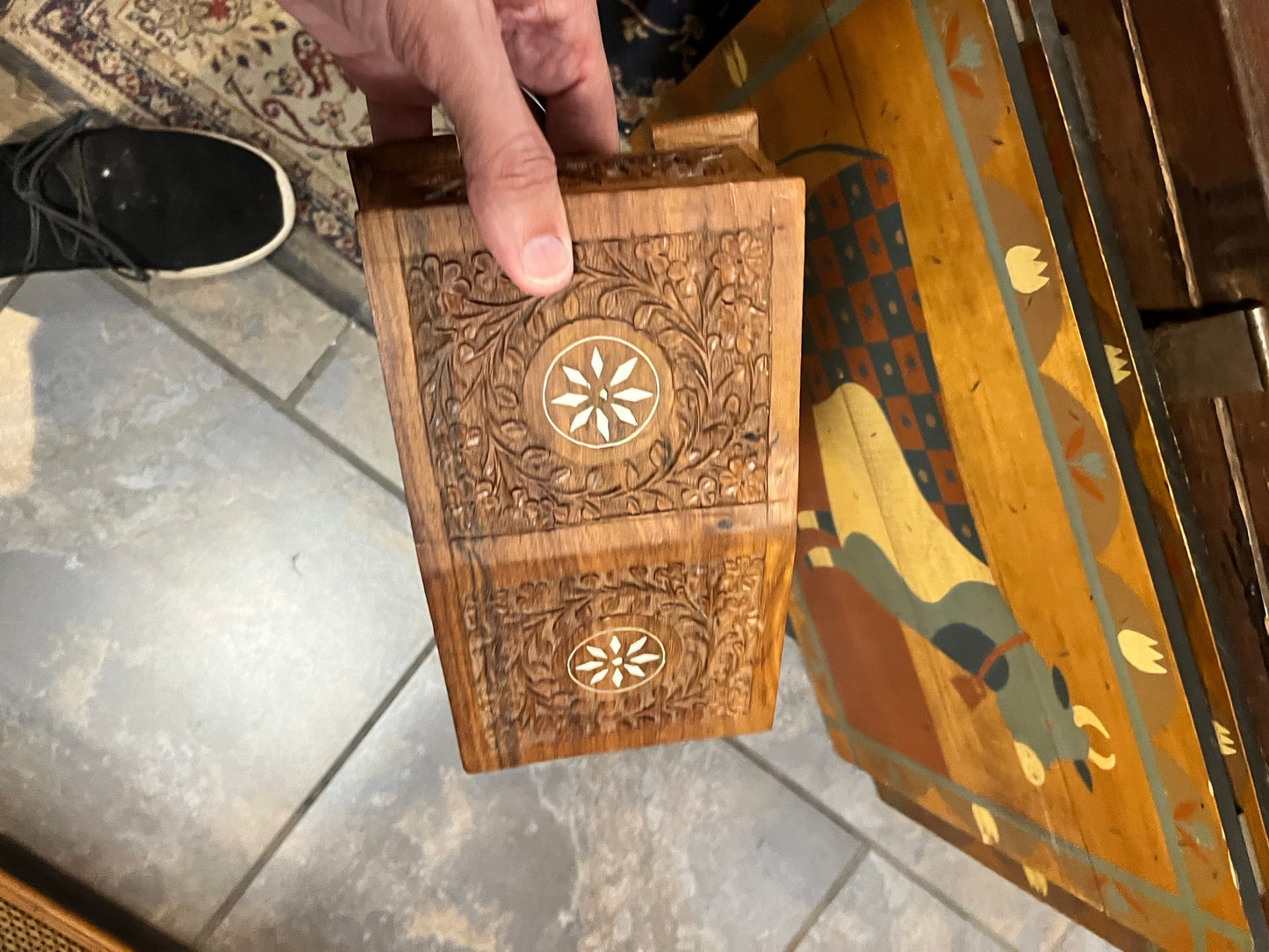 Lovely Indian 10 x 5 x 3 inch  high wooden box  Classic and beautiful