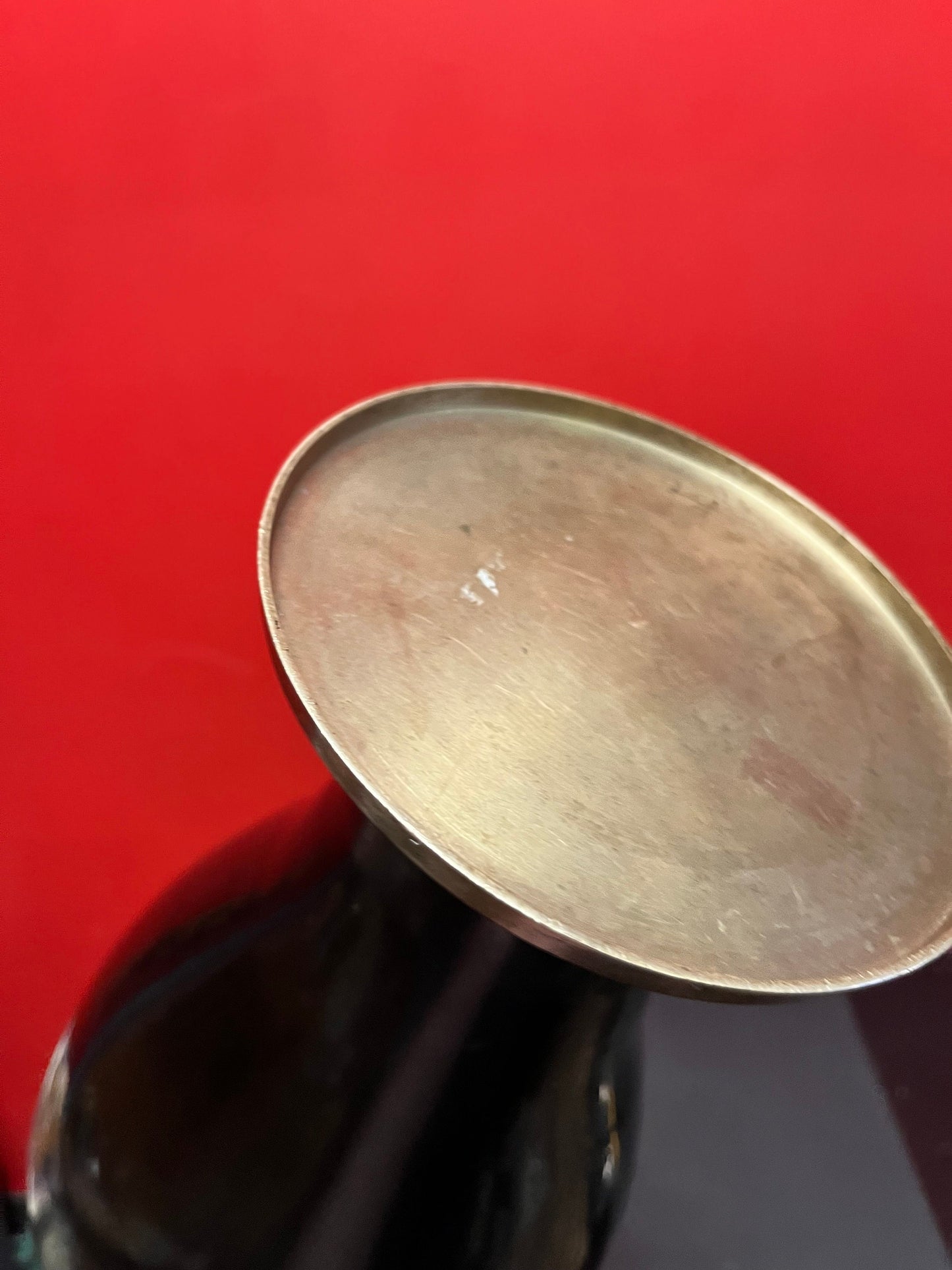 Stunning Japanese brass lacquer and mother of pearl vase  great imagery  19 inches tall  statement piece