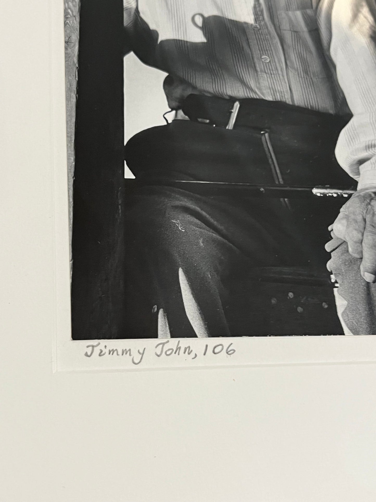 14 x 11  inch black-and-white photo of famous Canadian indigenous artist Jimmy John — signed by photographer— cool imagery — ready to hang