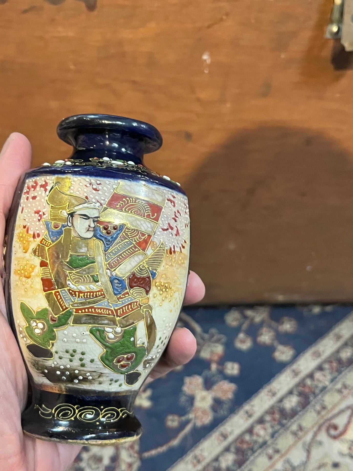 A  6 inch tall antique Japanese Satsuma vase - signed and mint condition