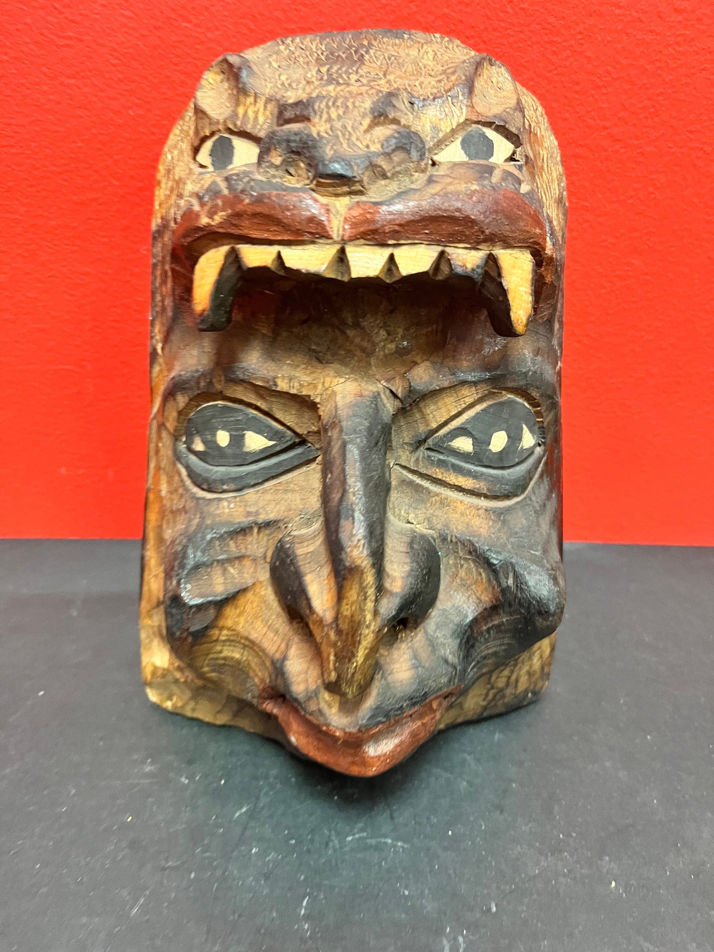9 1/2 x 6 very cool Central America possibly Guatemalan antique transformation mask   amazing detail and quality  primitive treasure