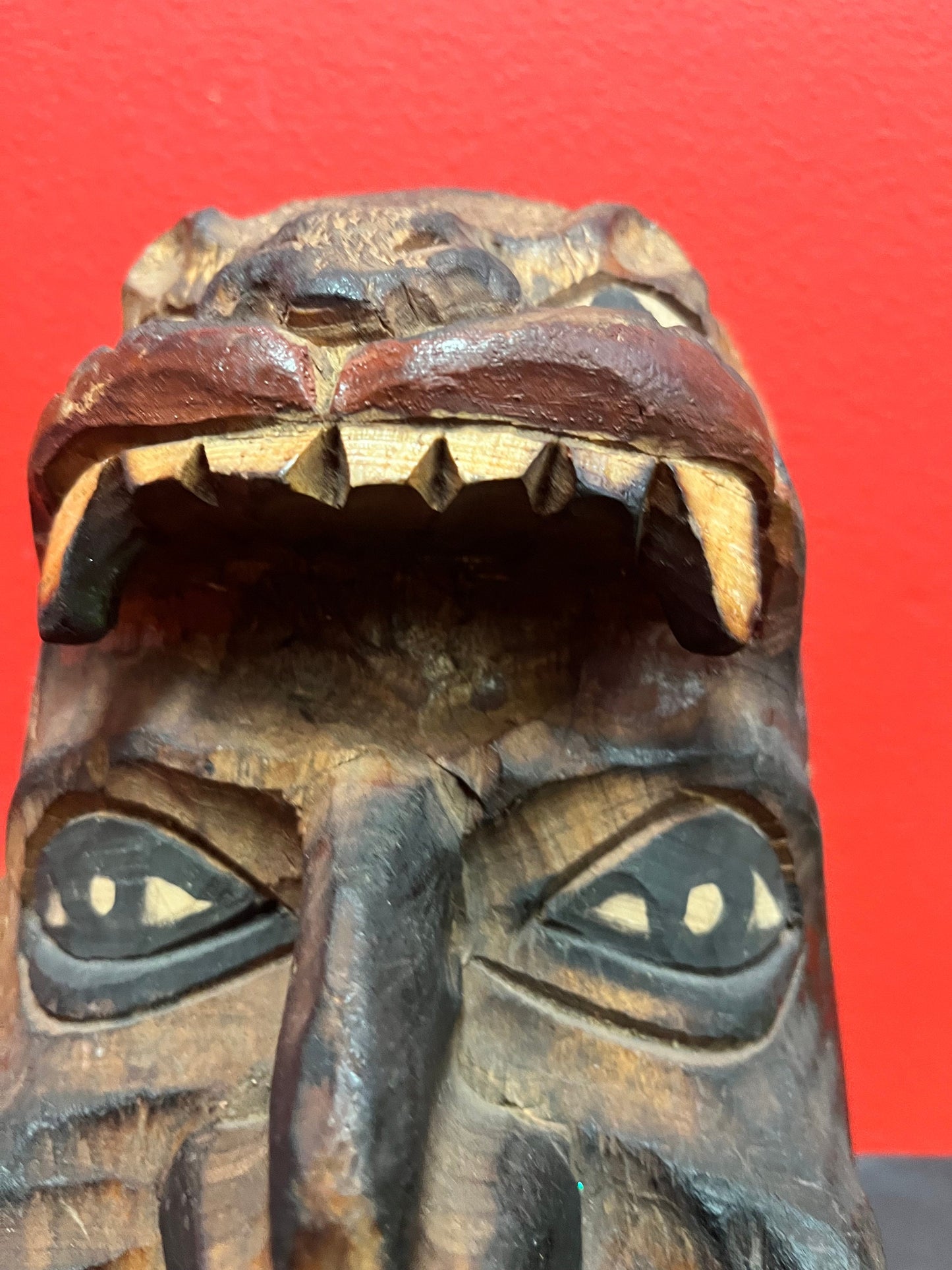 9 1/2 x 6 very cool Central America possibly Guatemalan antique transformation mask   amazing detail and quality  primitive treasure