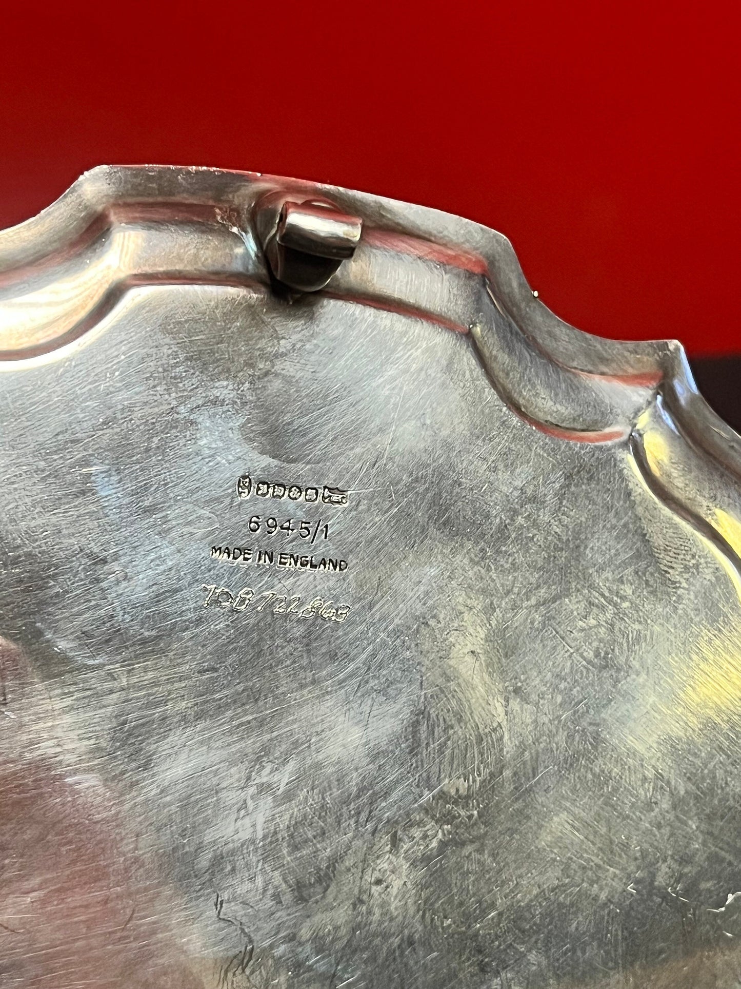 A  Lovely 8 inch English silver plated card tray or salver  nice feet  clean and beautiful and perfect gift