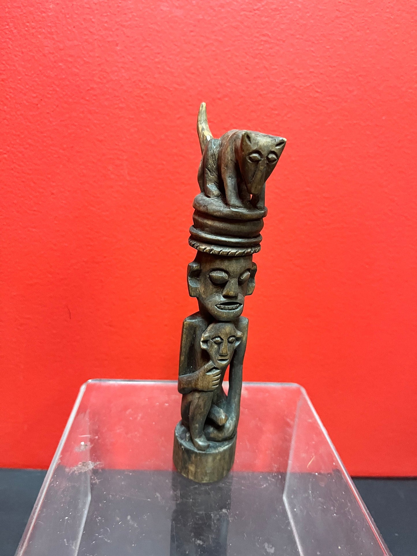 A  Seriously ancient 7 inch African statue with great imagery   good condition for age and amazing detail