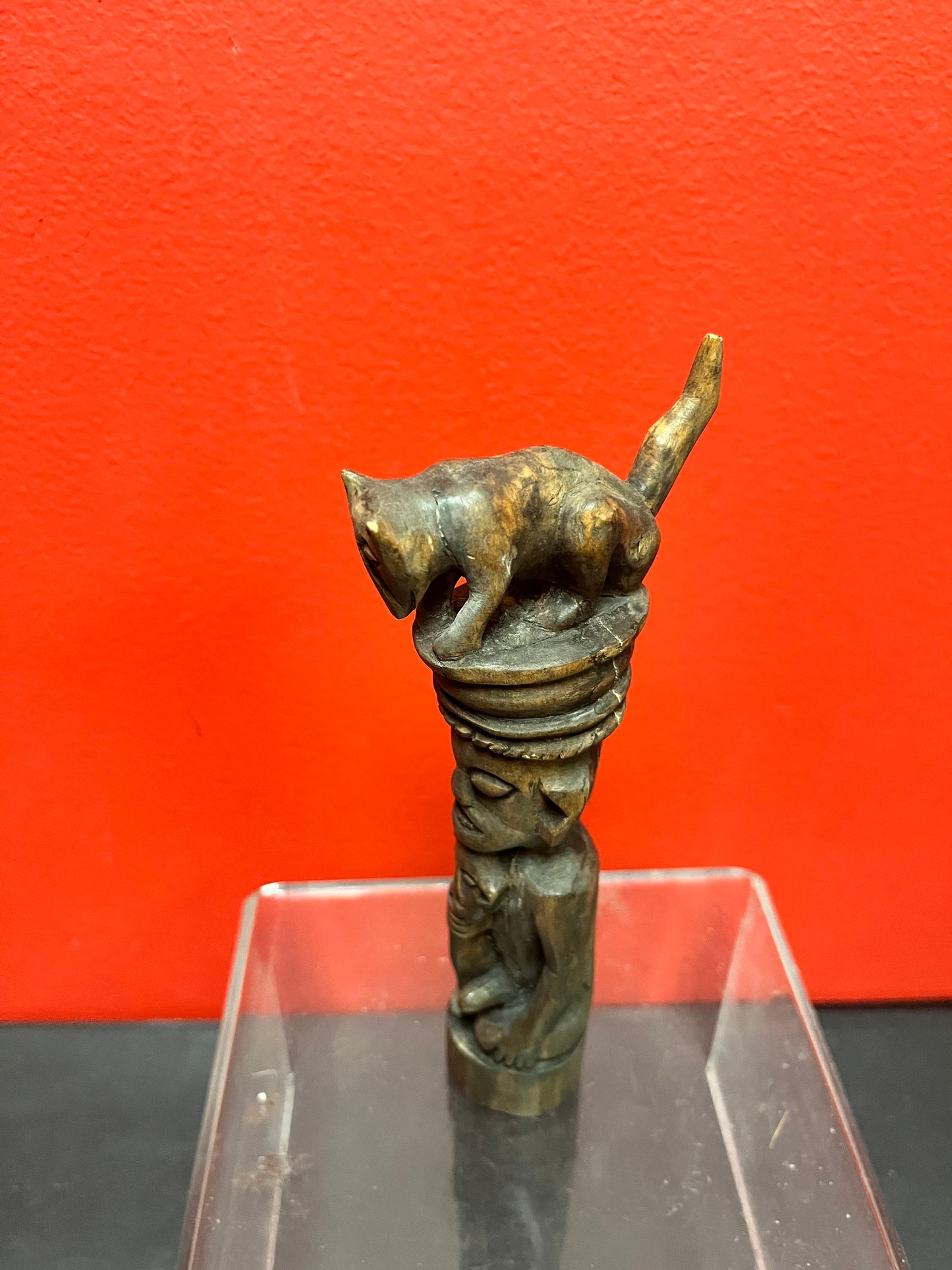 A  Seriously ancient 7 inch African statue with great imagery   good condition for age and amazing detail