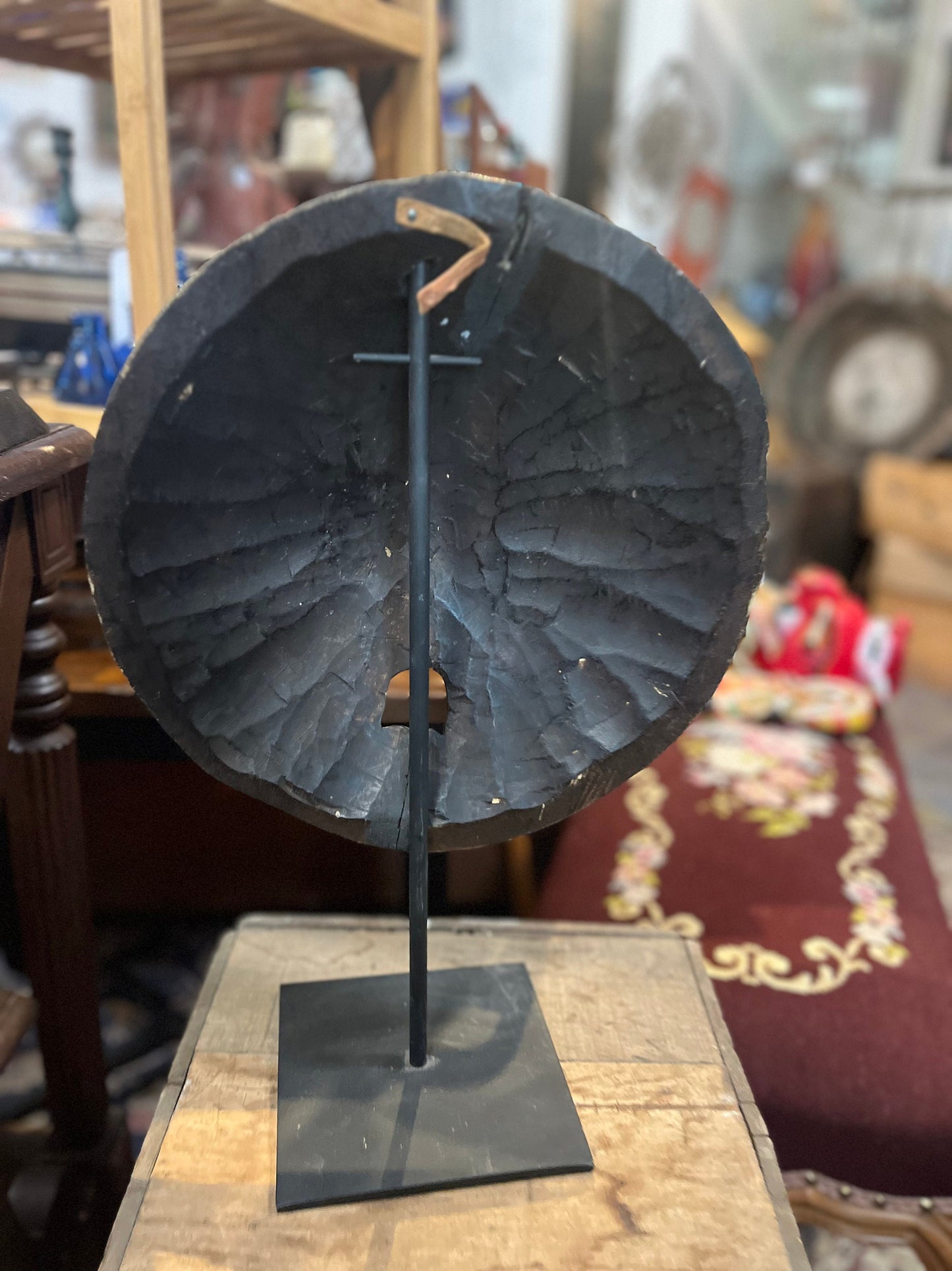 Very cool Africa Ghana beaded wooden mask  - stand not included -  hangs on the wall-/. 12 inch tall.