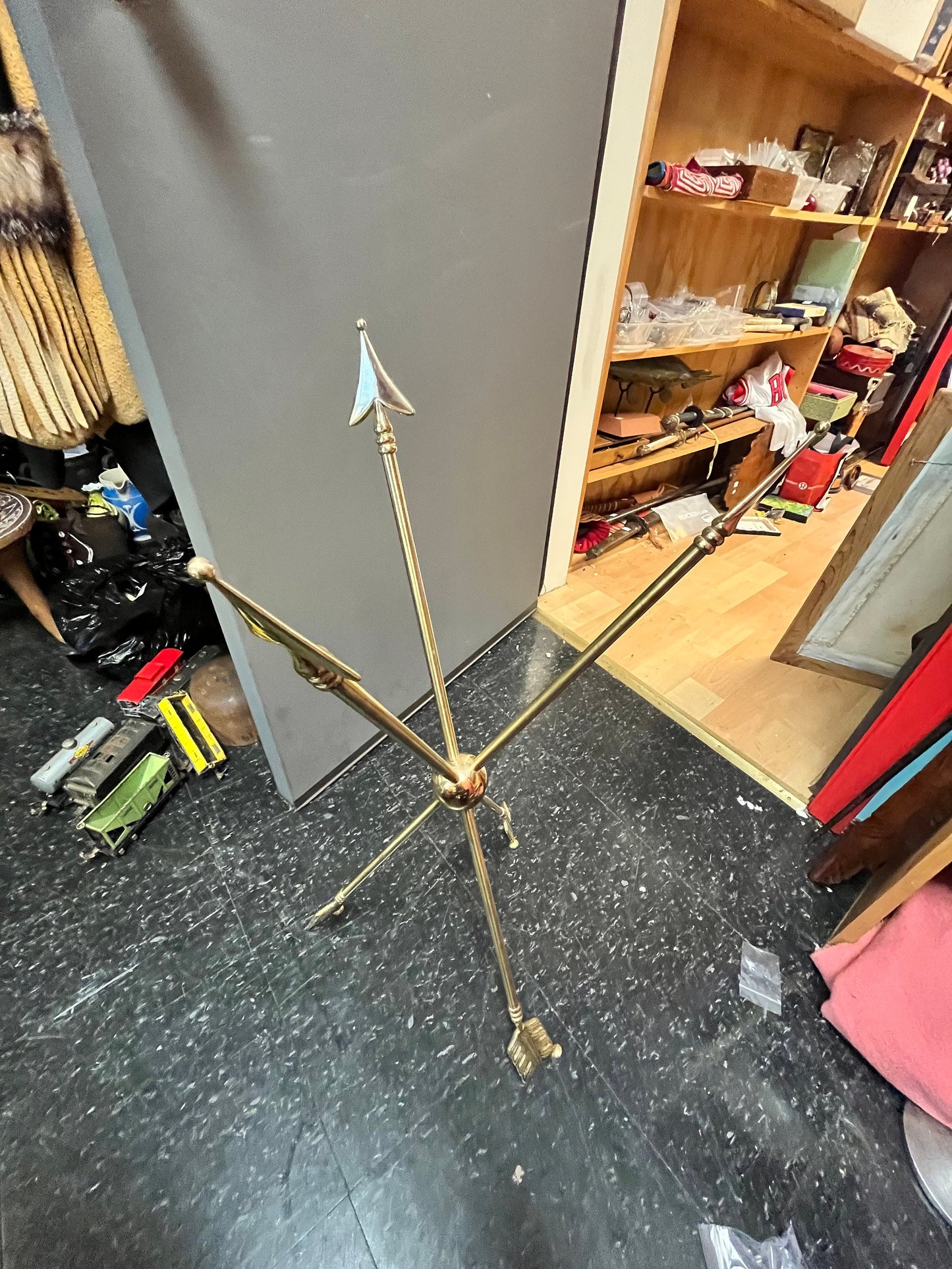 Amazing rare 30 x 16 wide  Maison Jansen arrow table  some marks on top  super cool  mcm magical table