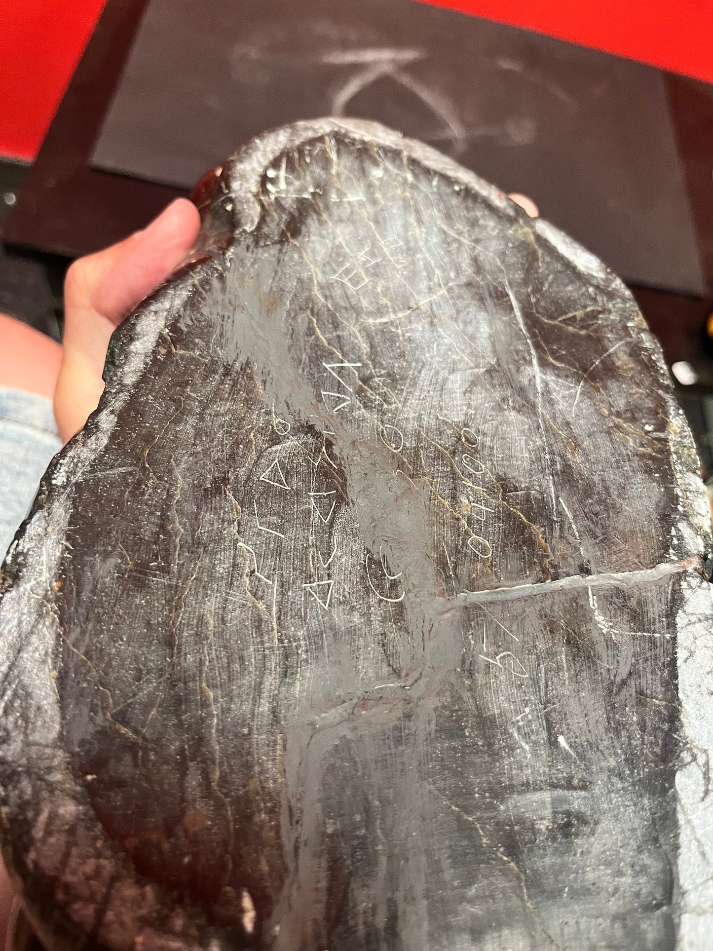 Fabulous signed authentic Canadian Eskimo soapstone Hunter versus seal   16 x 7 high with some minor scratches  approx 6 plus kilos