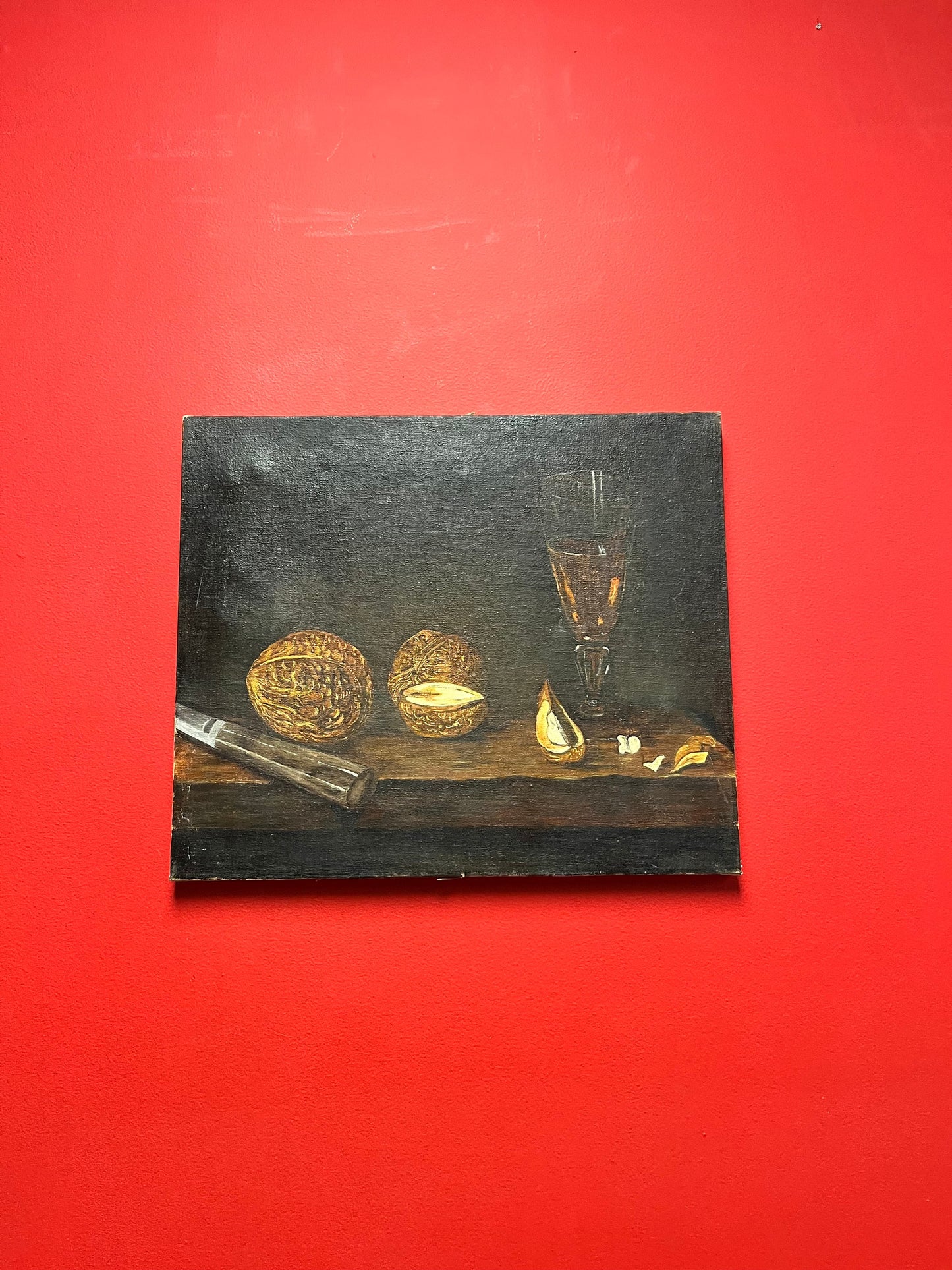 Beautiful 18 x 15 antique still like painting on canvas  Couple light scratches  Good