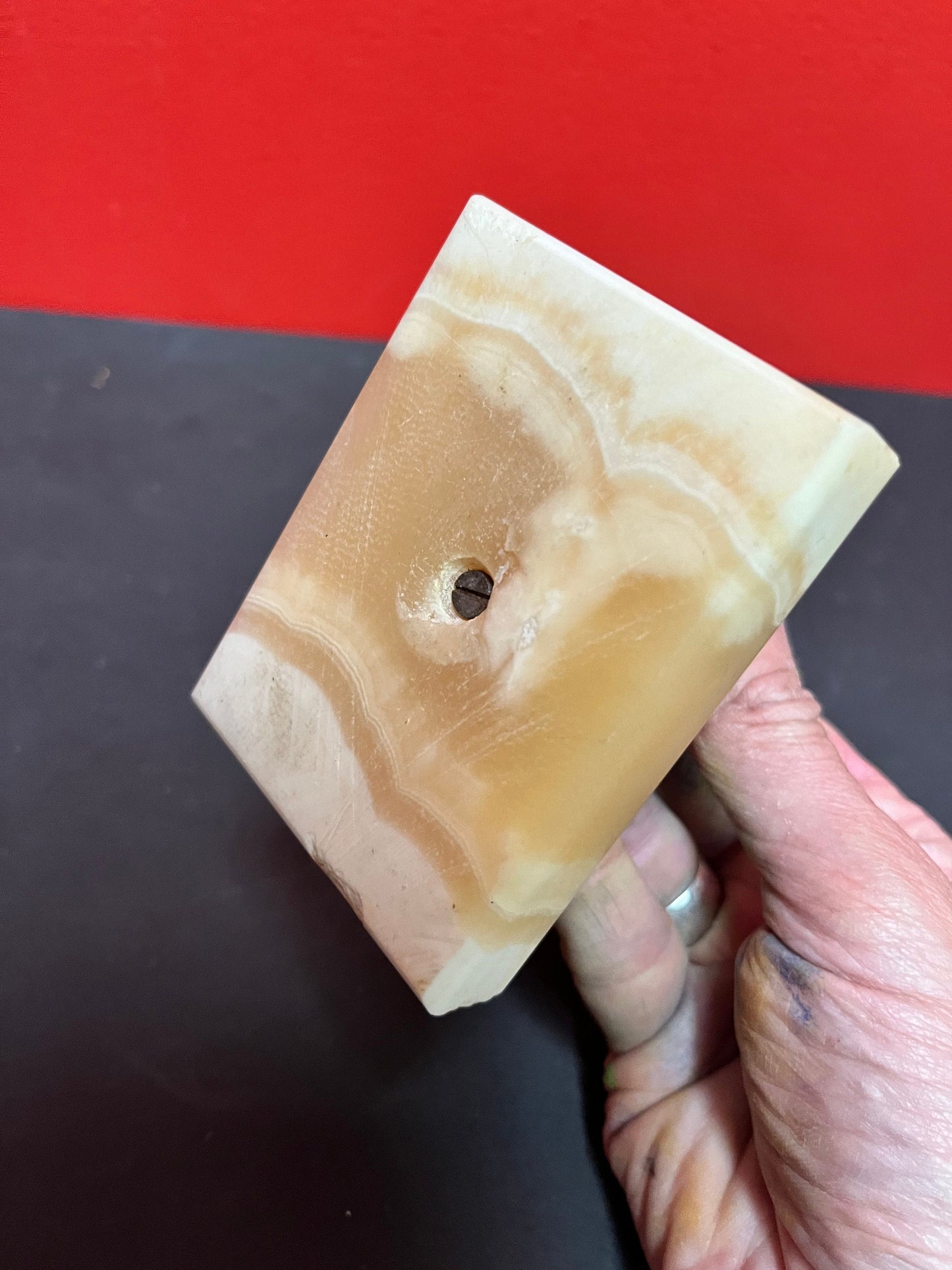 4 x 5 high African bronze statue on onyx stand  lovely patina and look  Benin ?