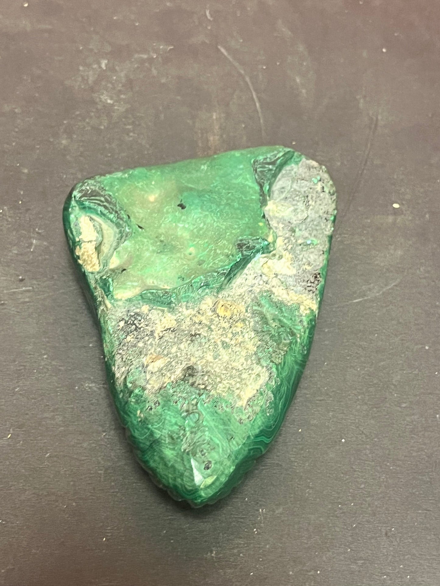 Very cool 5 inch long raw malachite mask