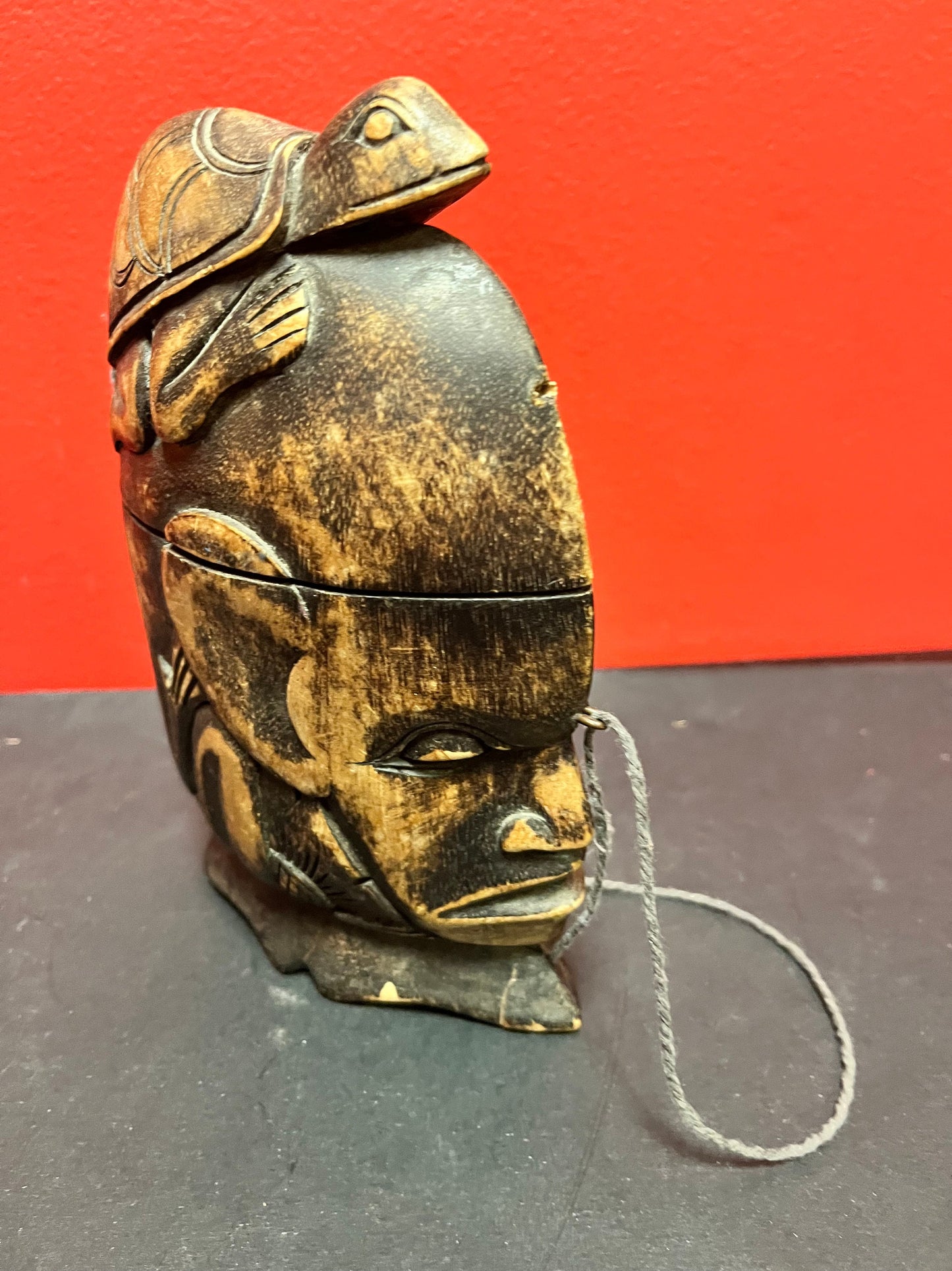 Older cool 8 inch tall oceanic wood box great detail and probably for medicine  wow