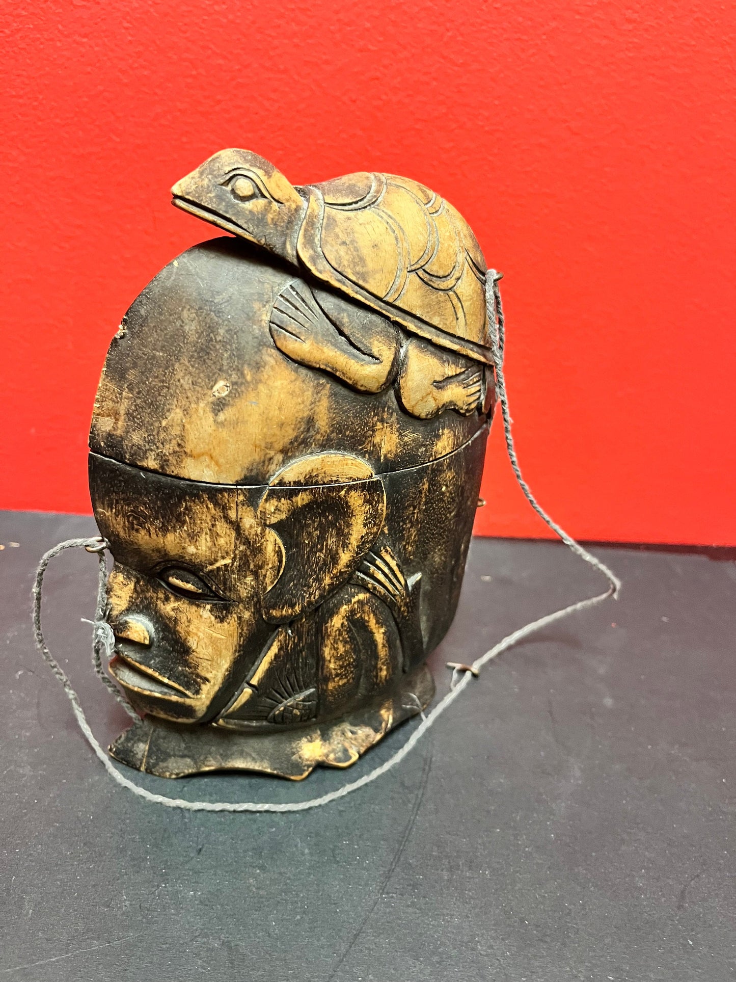 Older cool 8 inch tall oceanic wood box great detail and probably for medicine  wow